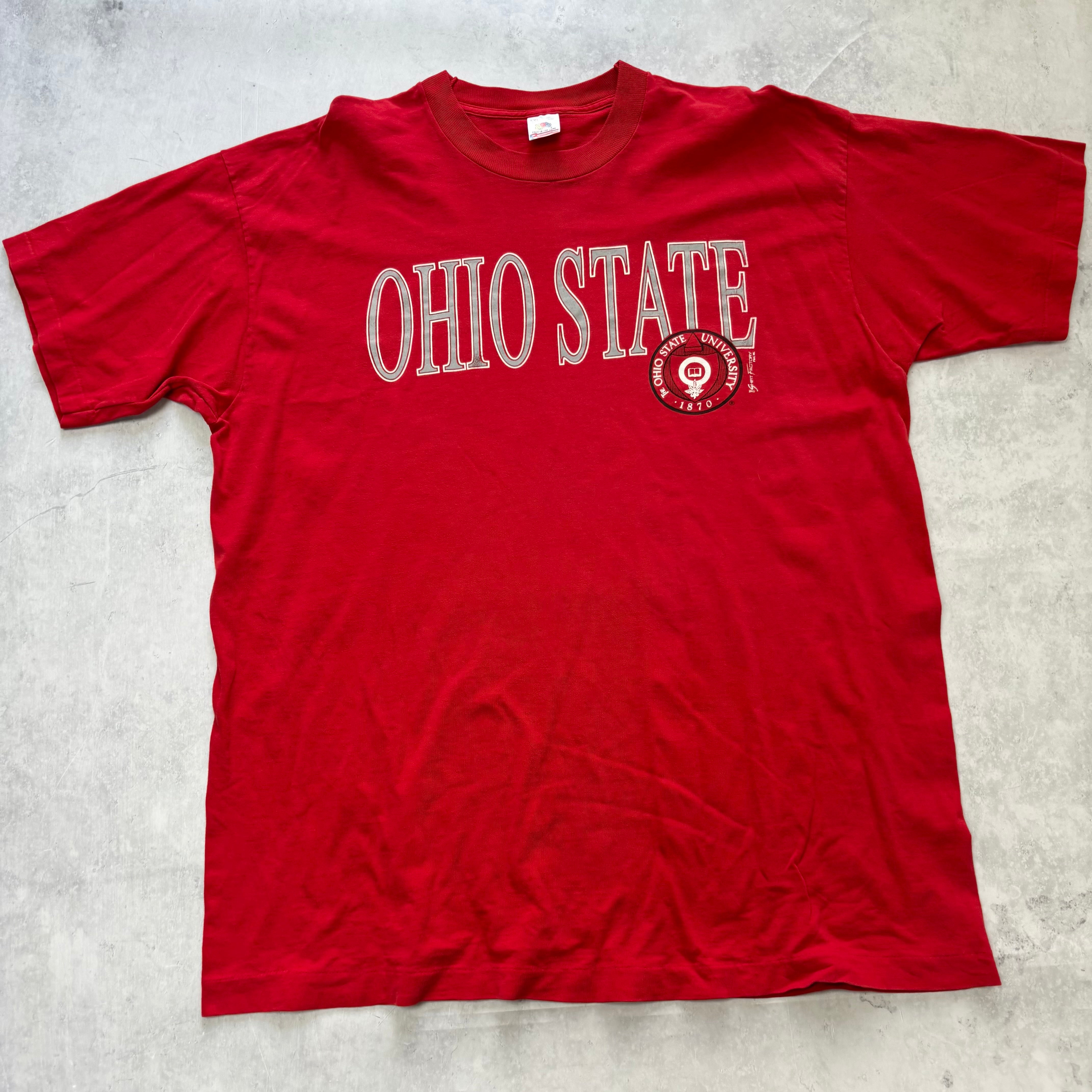 Vintage T Shirt Mens XXL Red Single Stitch Graphic Print 90s USA College (E)