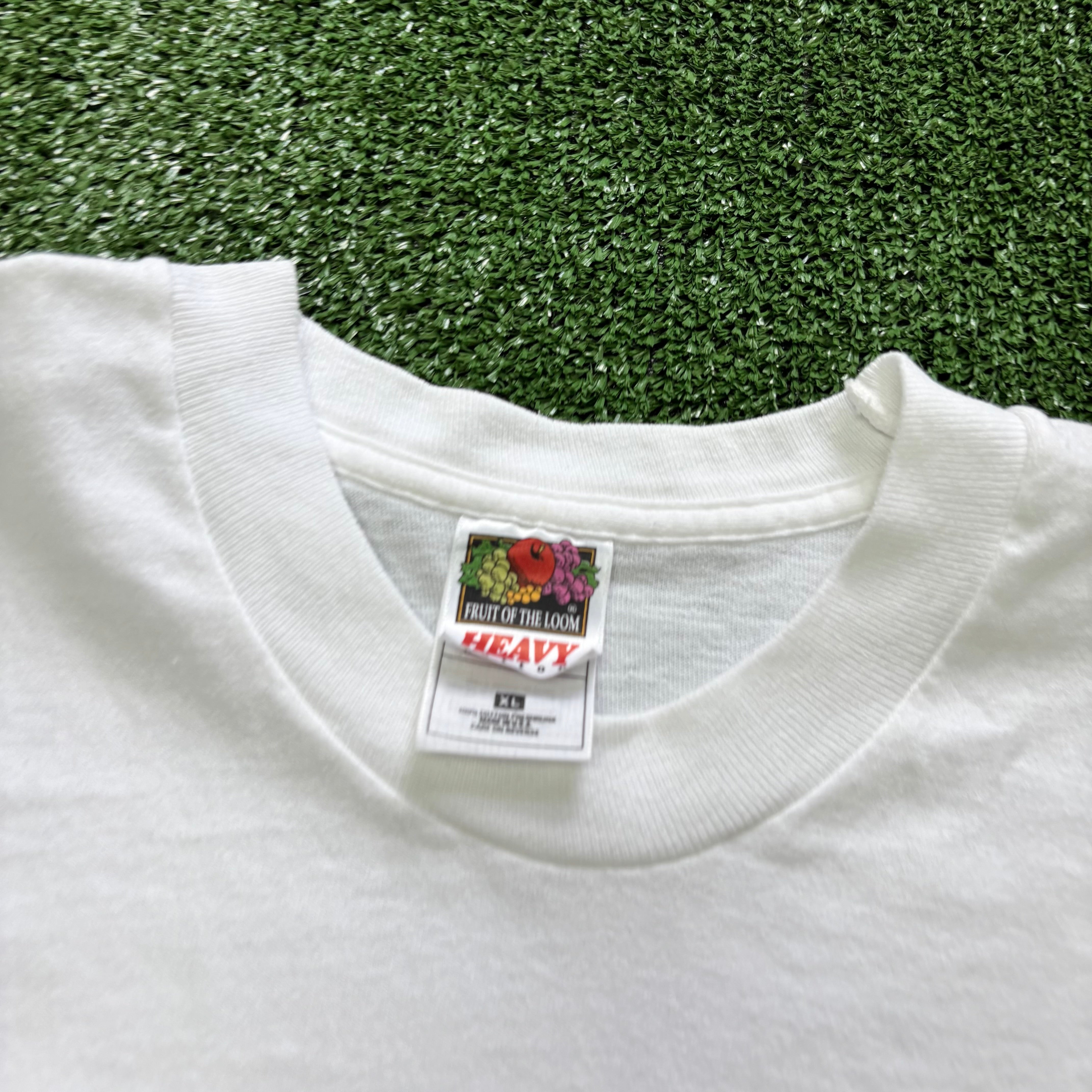 Vintage T Shirt Mens XL White Single Stitch Graphic Print 90s Running (E)