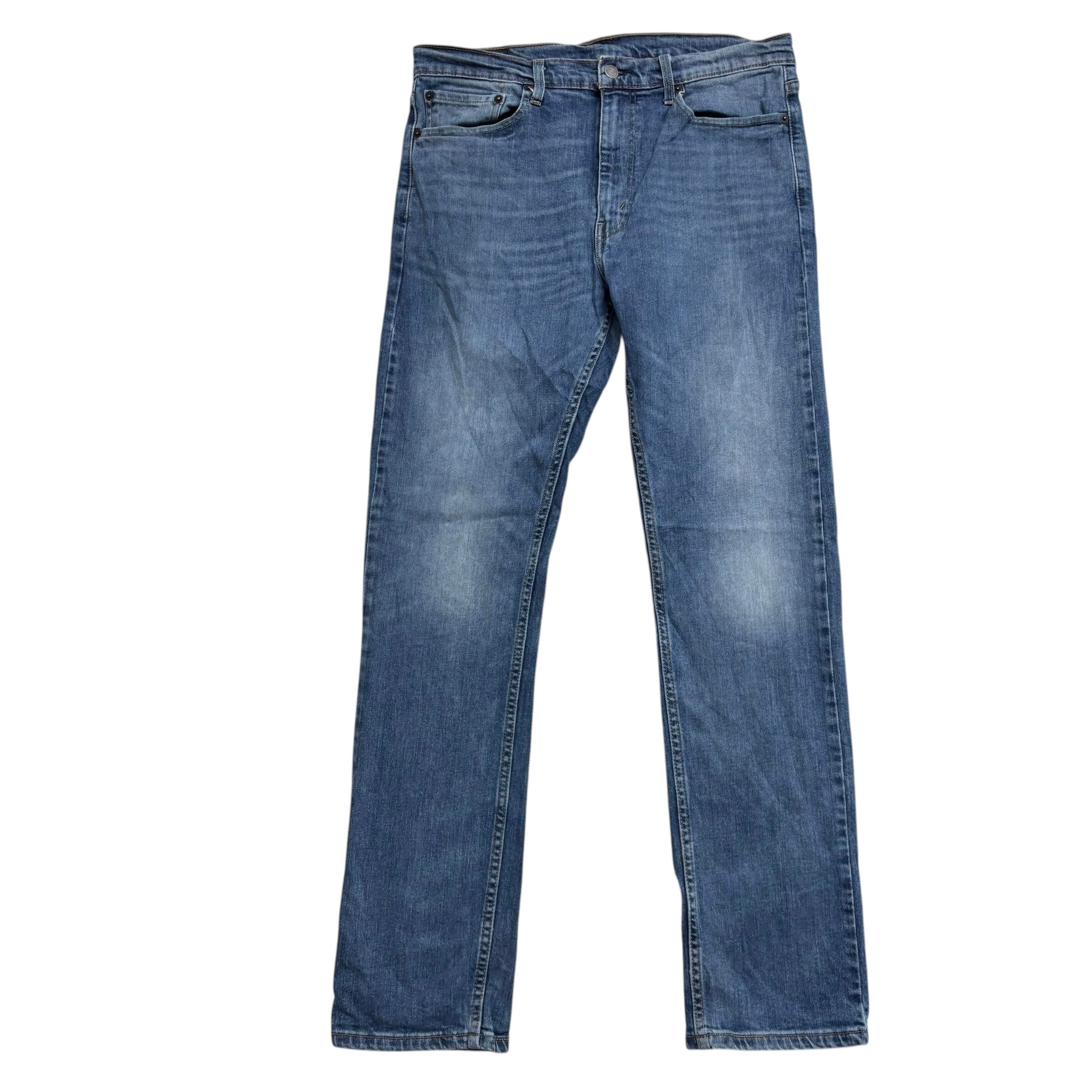 Levis 513 Jeans W34 L32 Mens Mid Blue Slim Straight Fit Stretch Denim (E)