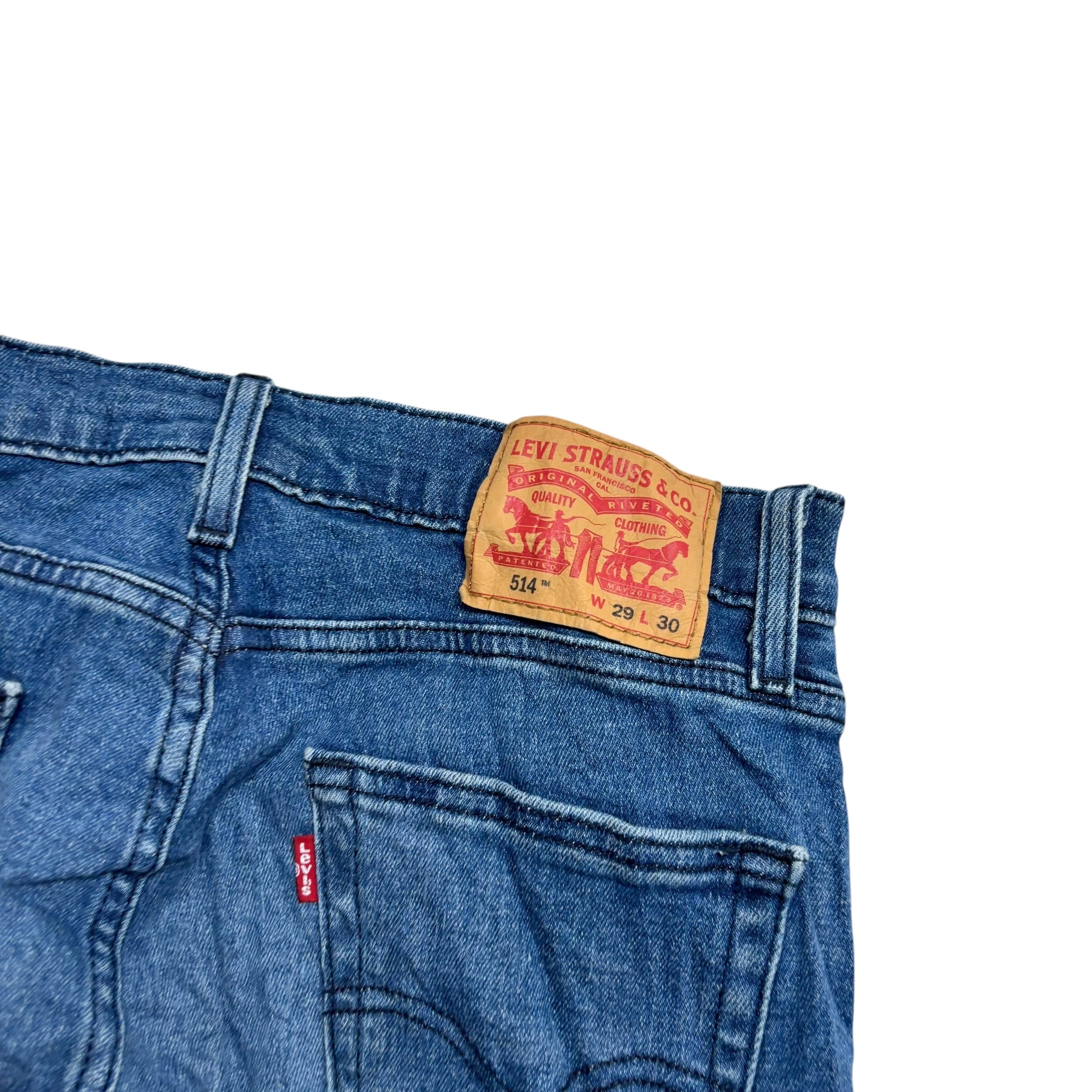 Levis 514 Jeans W29 L30 Mens Navy Blue Slim Straight Fit Stretch Denim (E)