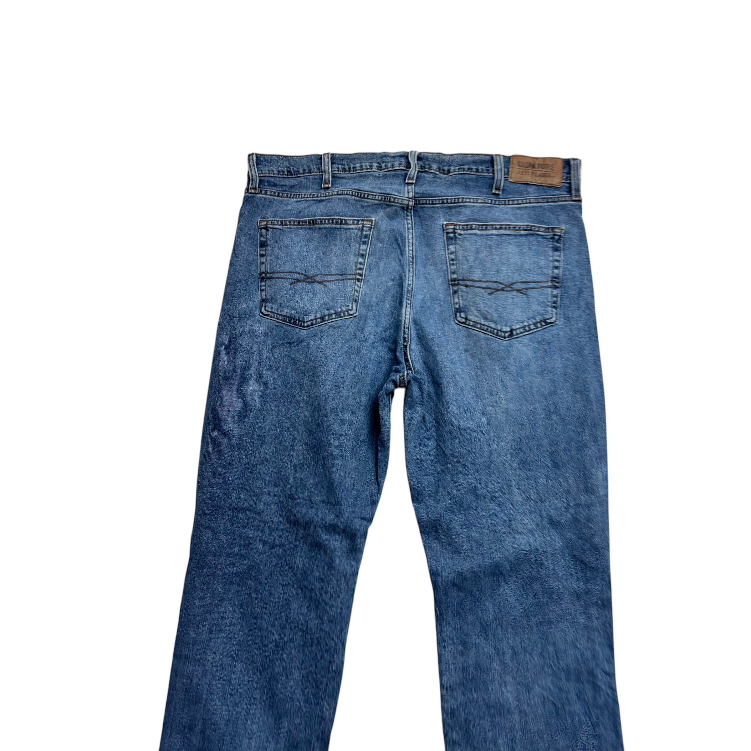 Levis Signature Jeans W38 L30 Mens Mid Blue Athletic Fit Stretch Denim (E)