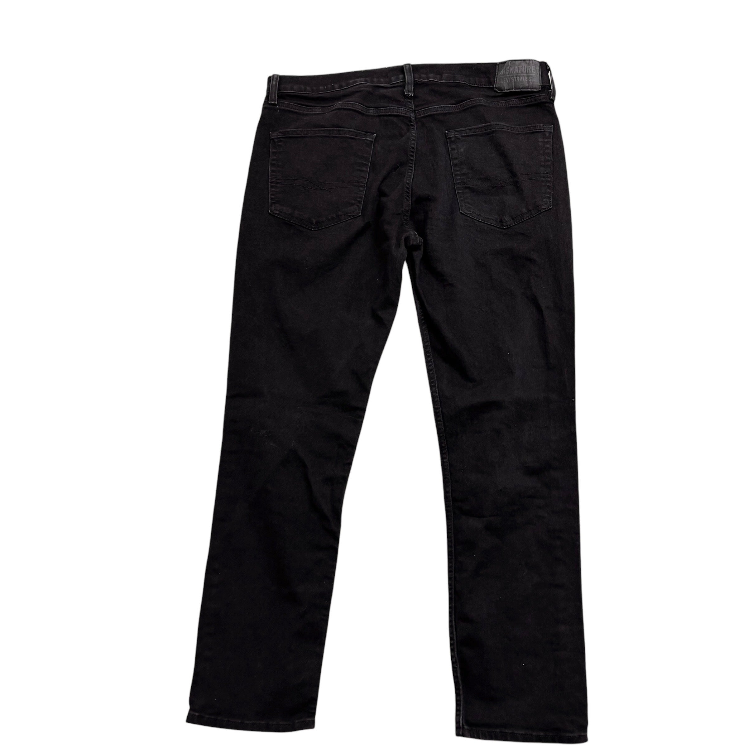 Levis Signature Jeans W36 L30 Mens Black Slim Fit Stretch Denim (E)