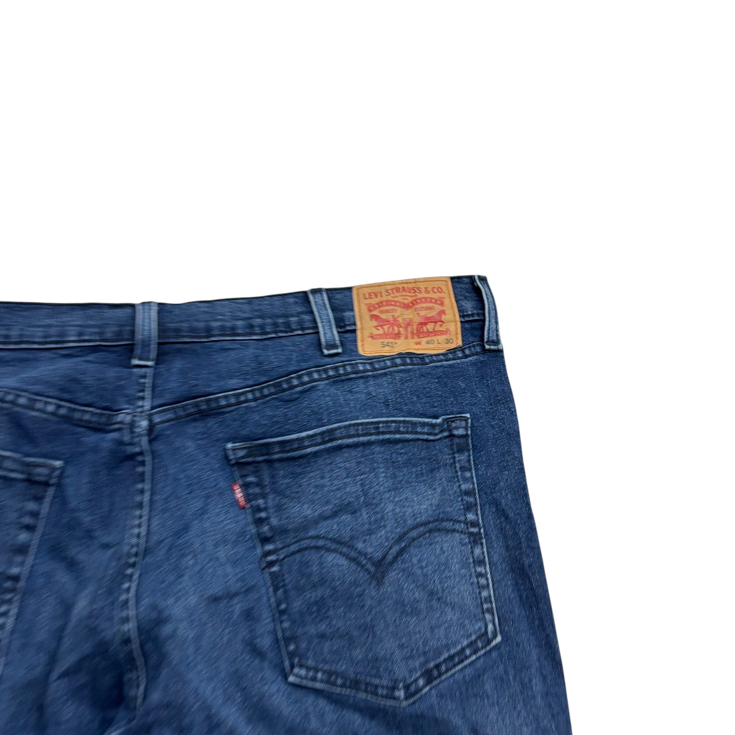 Levis 541 Jeans W40 L30 Mens Navy Blue Athletic Tapered Fit Stretch Denim (E)