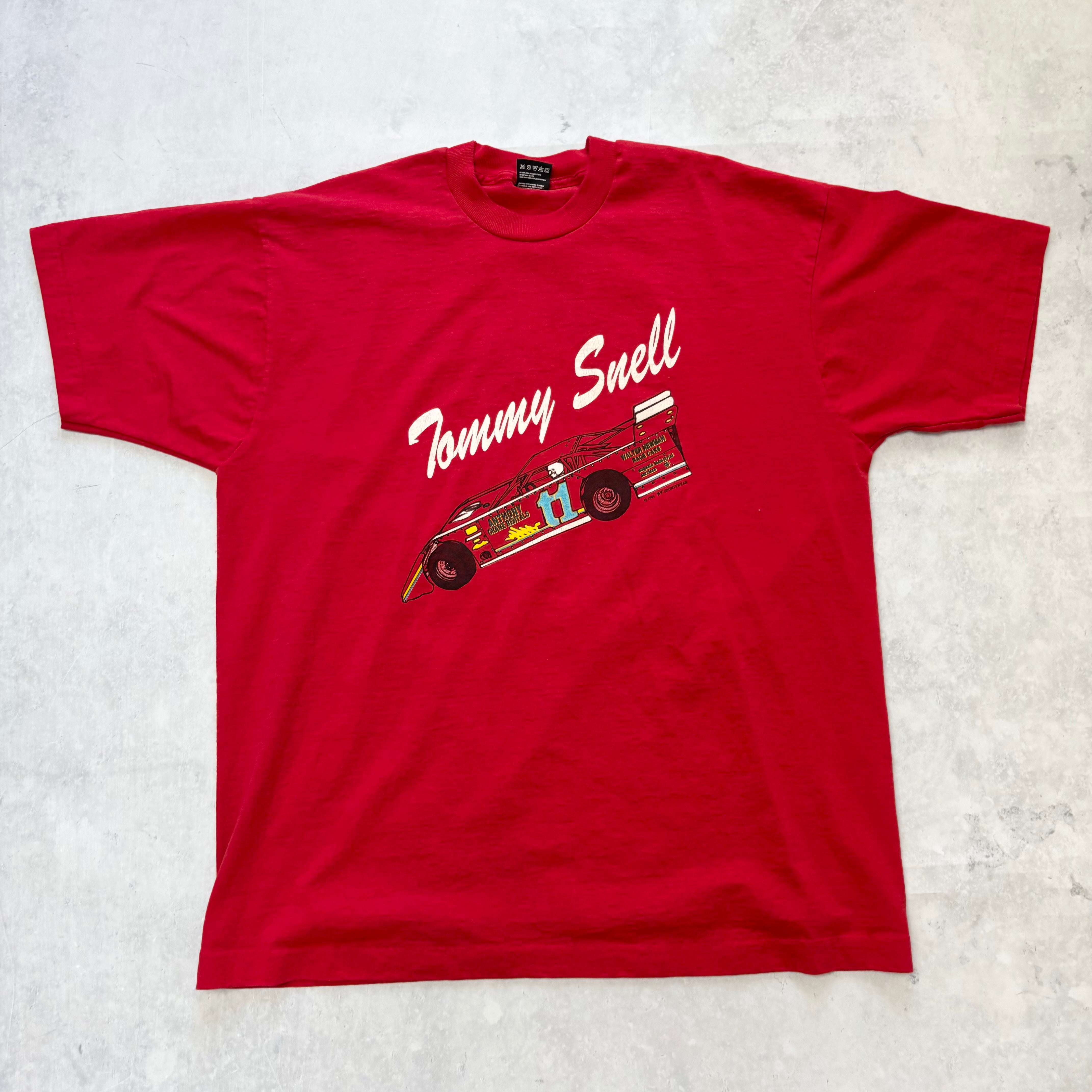Vintage T Shirt Mens XL Red Single Stitch Graphic Print 90s USA Racing (E)
