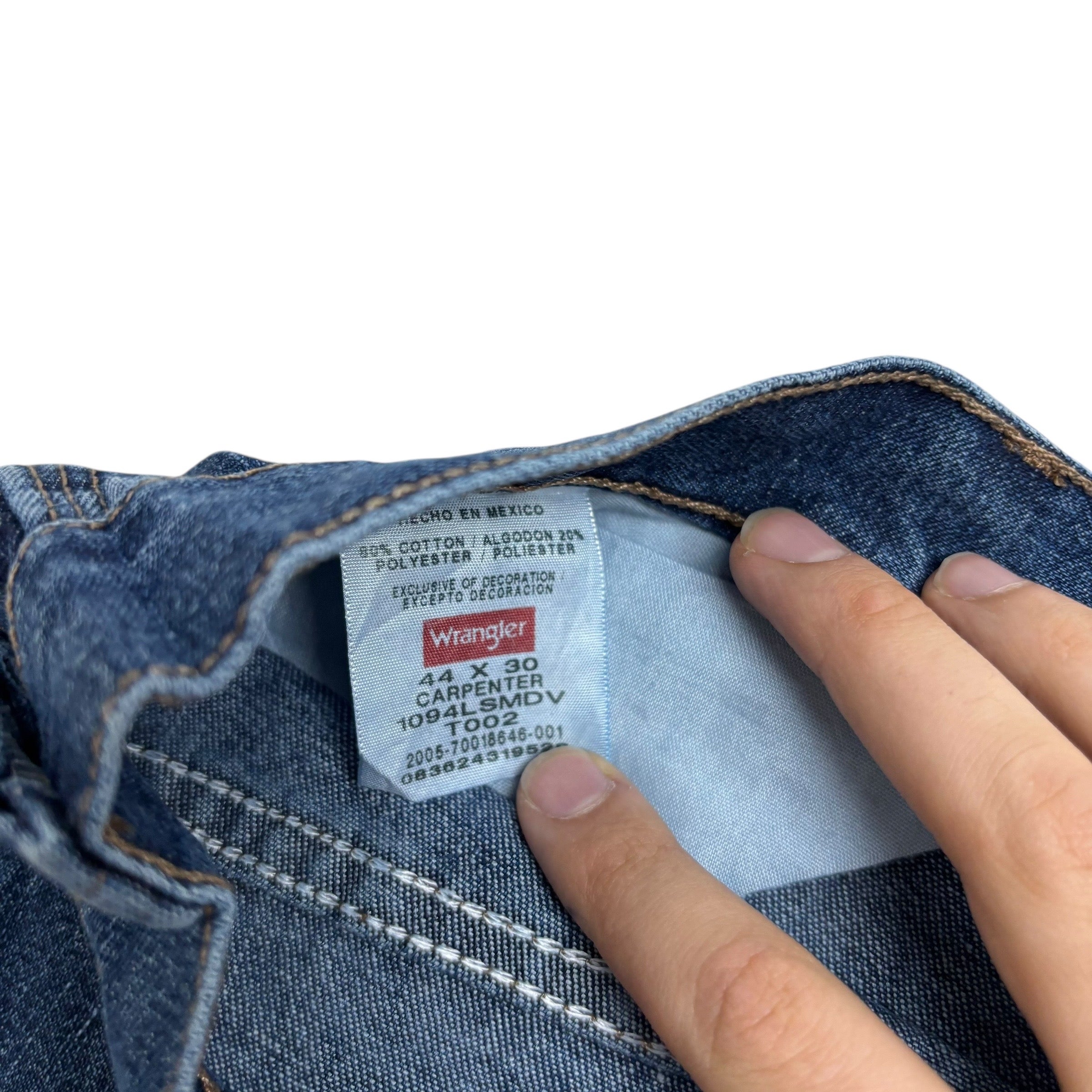 Wrangler Carpenter Jeans W44 L30 Mens Dark Blue Relaxed Straight Fit Denim (E)