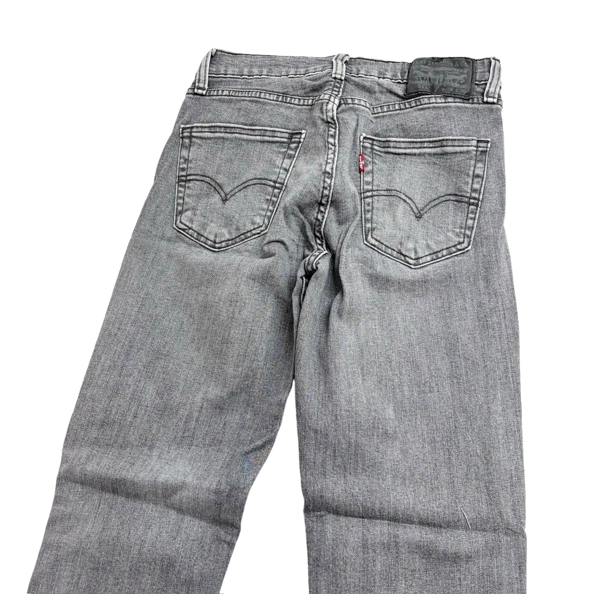 Levis 511 Jeans W28 L30 Mens Grey Slim Fit Stretch Denim