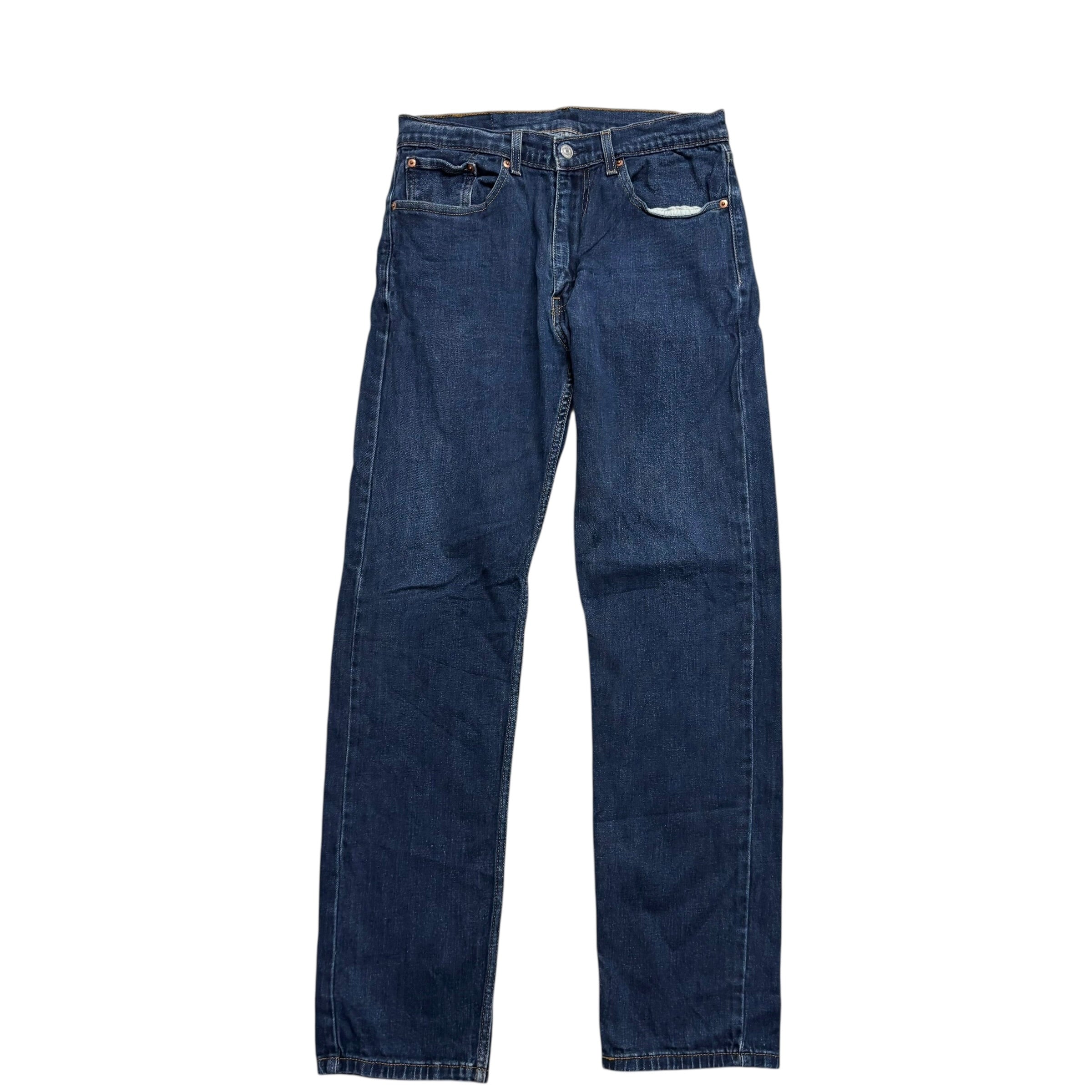 Levis 505 Jeans W30 L32 Mens Dark Blue Regular Straight Fit Stretch Denim