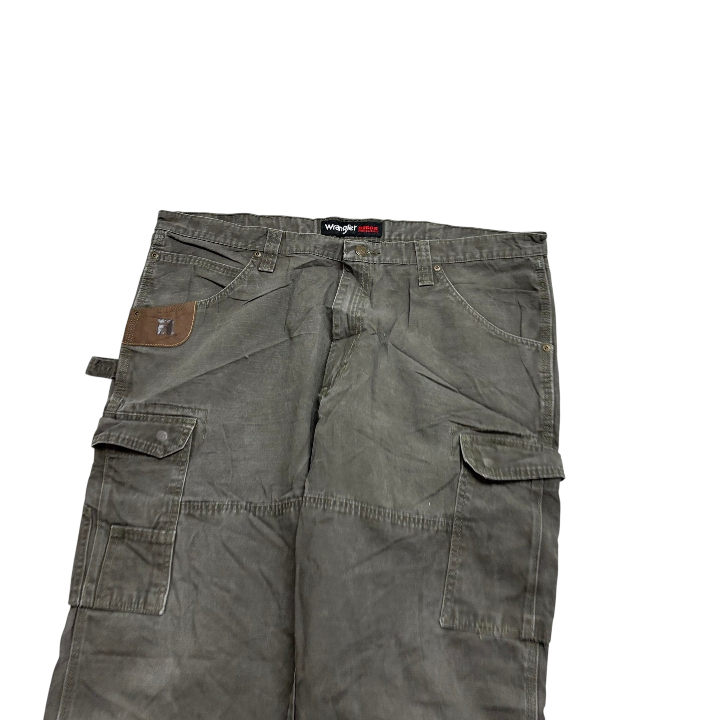 Wrangler Cargo Pants W40 L32 Mens Green Relaxed Straight Fit Trousers