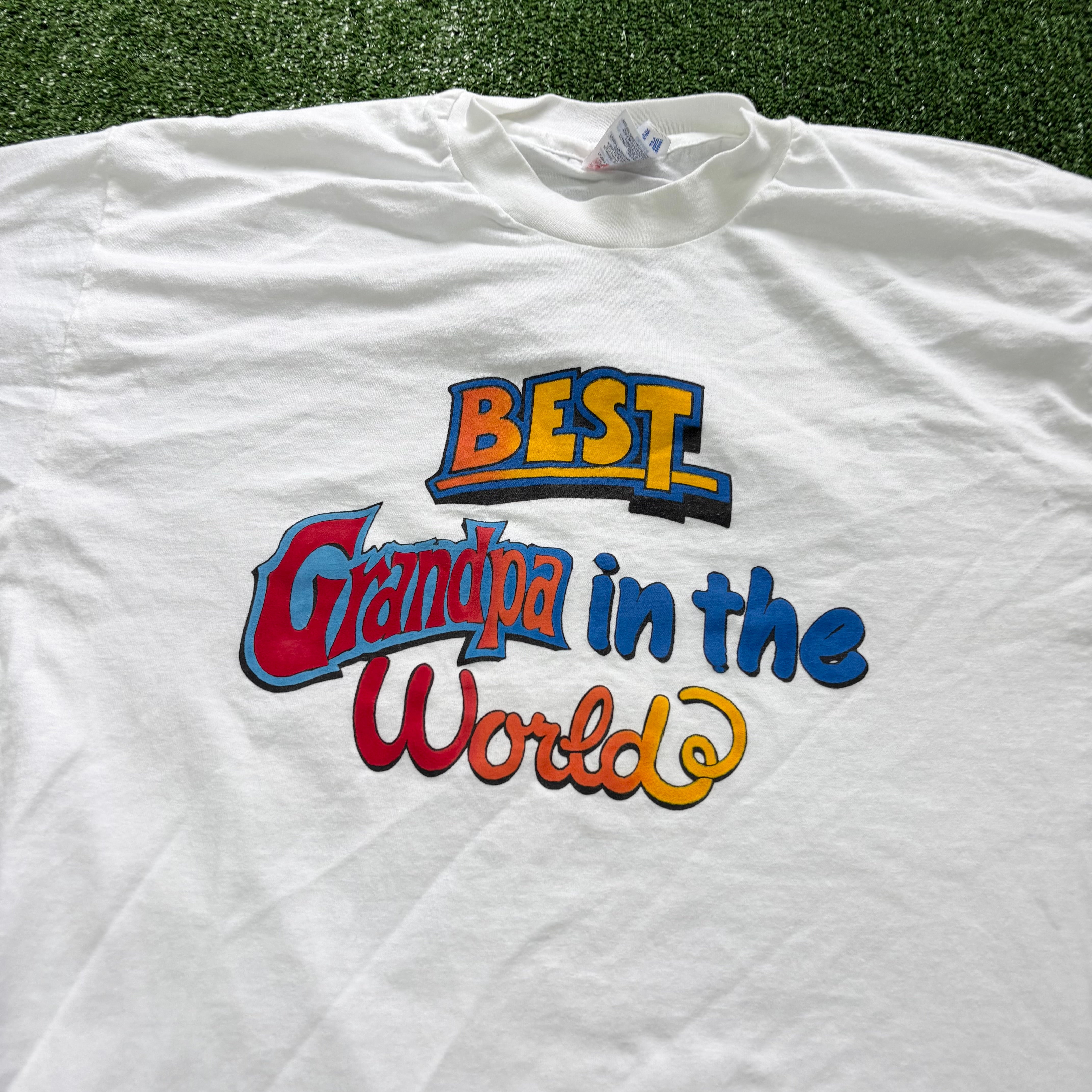 Vintage T Shirt Mens Large White Single Stitch Graphic Print 90s USA (E)