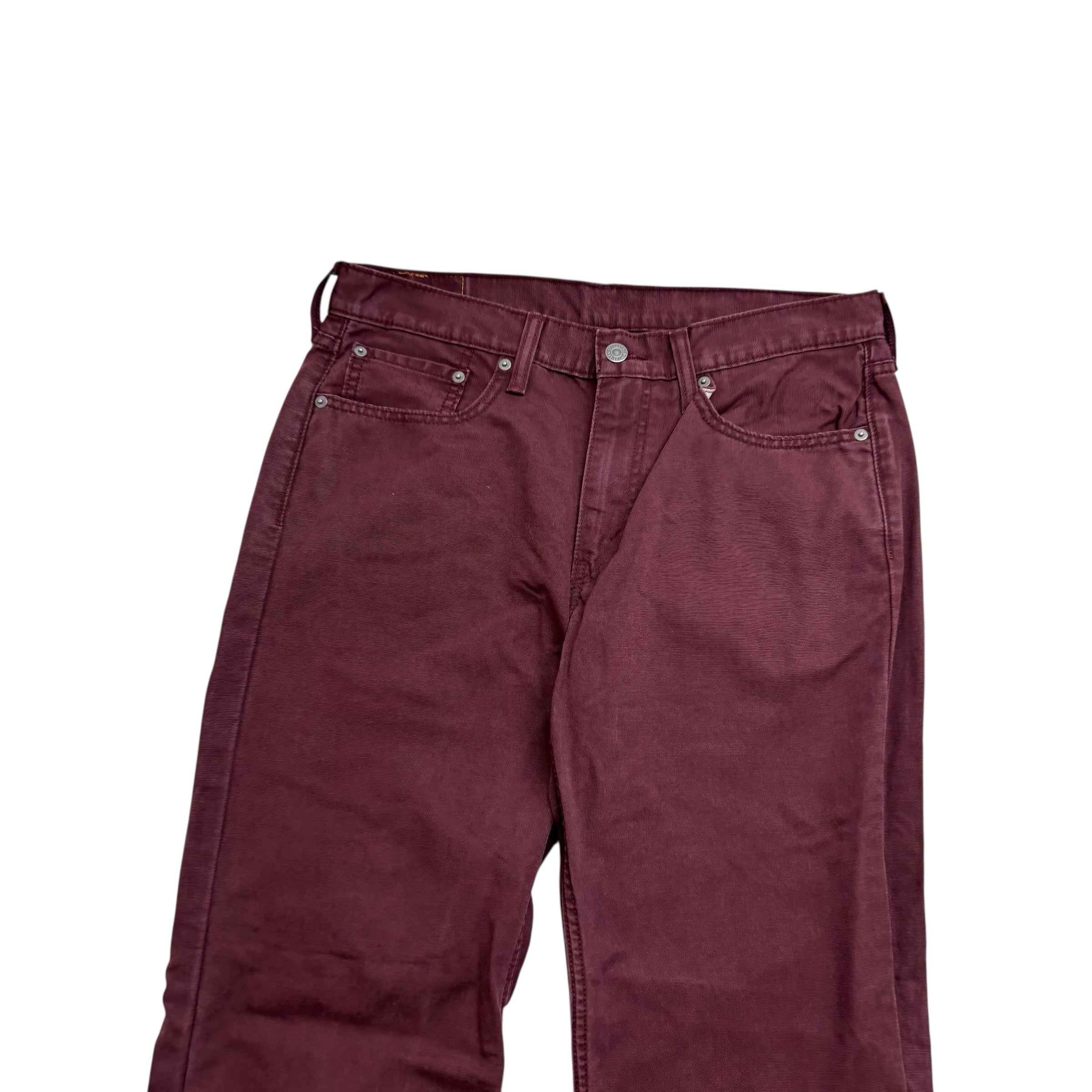 Levis 514 Jeans W33 L32 Mens Burgundy Regular Straight Fit Pants (E)