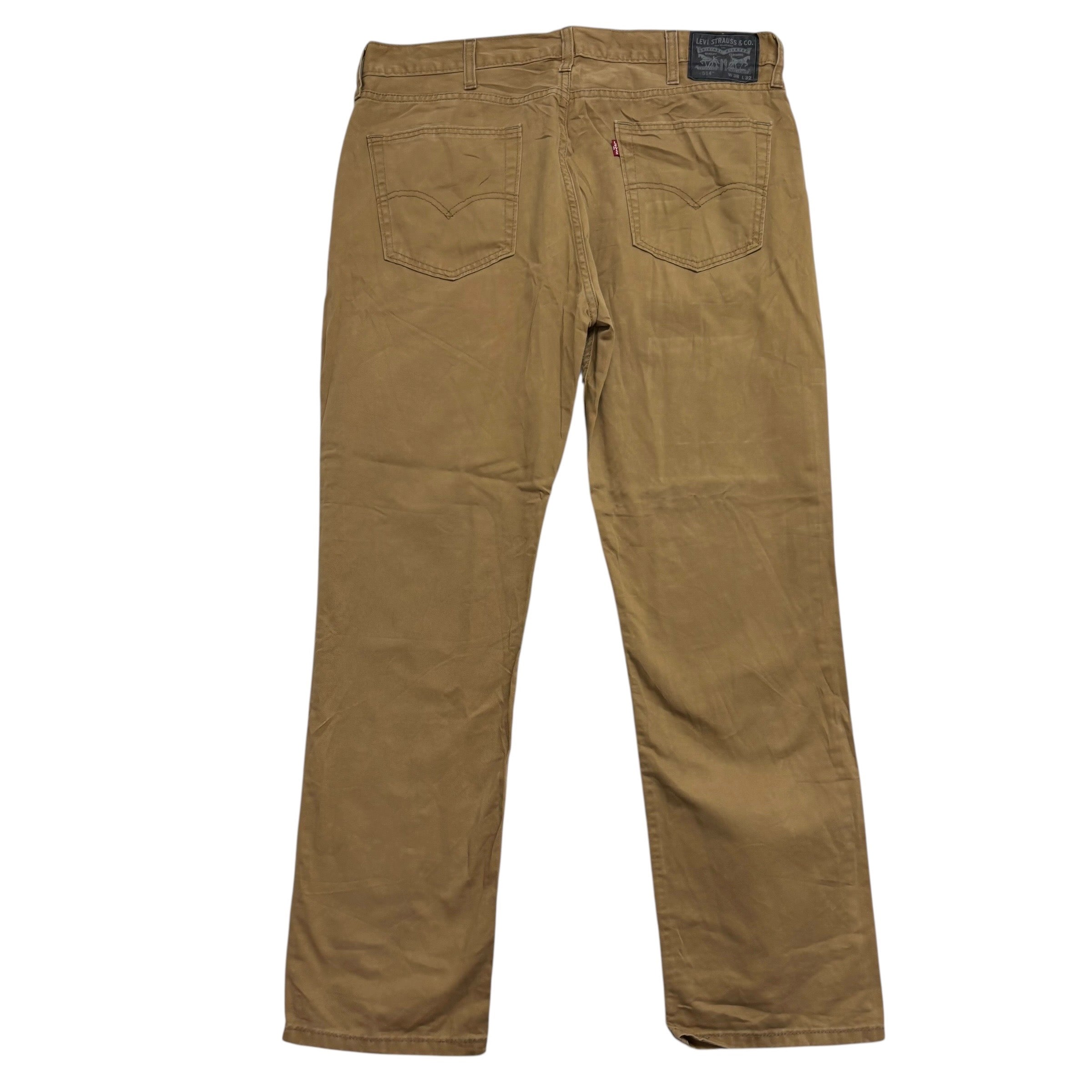 Levis 514 Trousers W38 L32 Mens Tan Regular Straight Fit Pants (E)