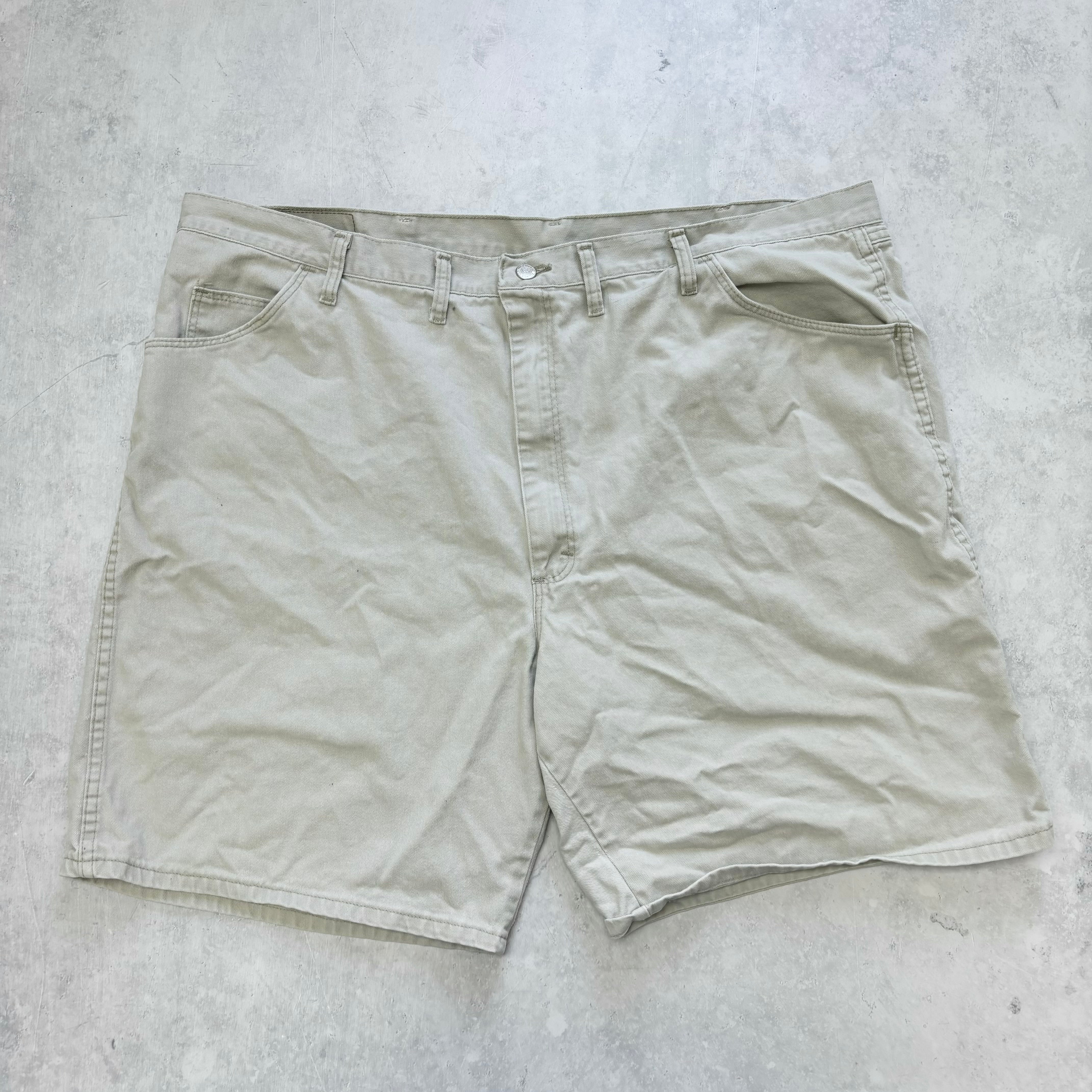 Vintage Wrangler Jorts W46 Mens Denim Shorts Cream Grey Baggy Relaxed Fit