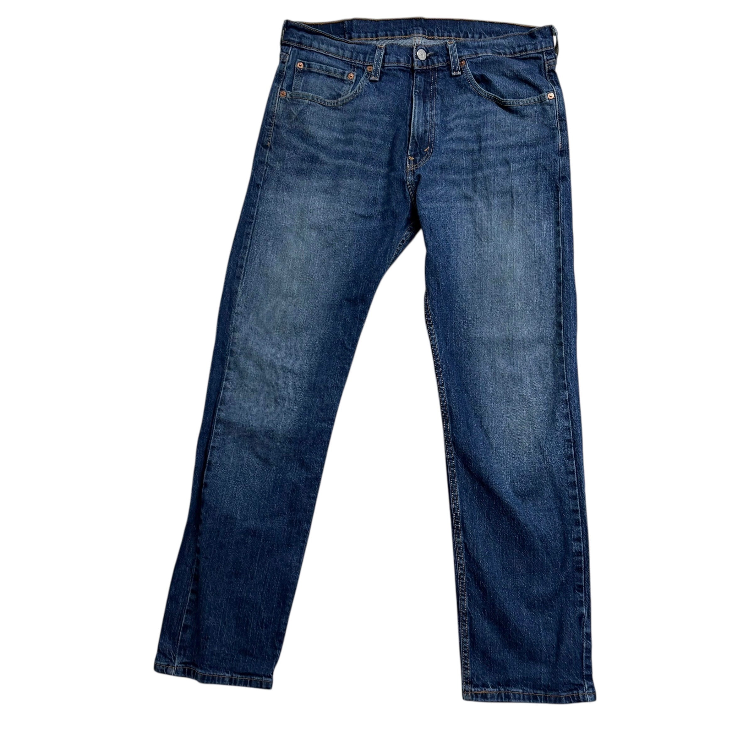 Levis 505 Jeans W34 L30 Mens Mid Blue Regular Straight Fit Stretch Denim