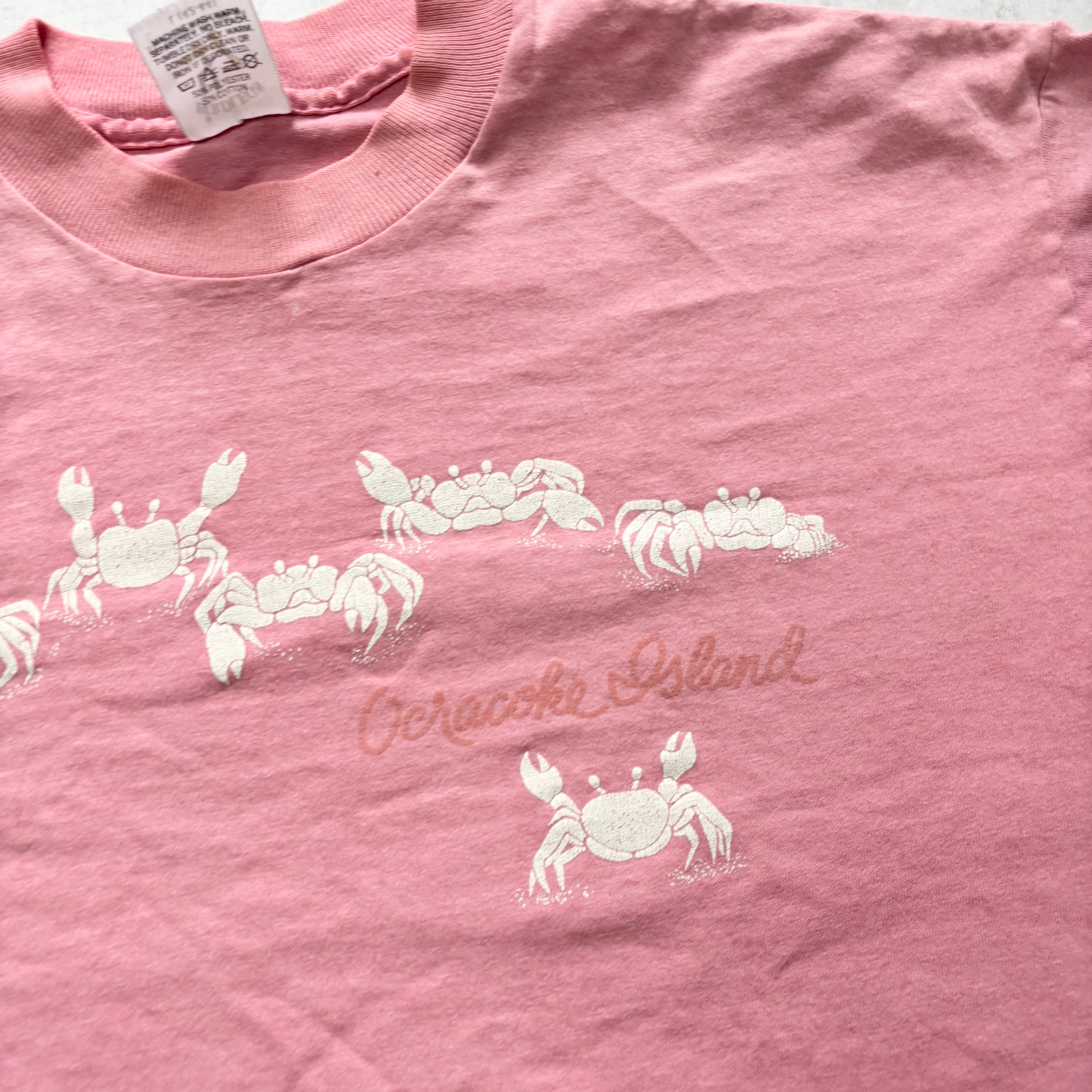Vintage T Shirt Mens Medium Pink Single Stitch Graphic Print 90s Tourist (E)
