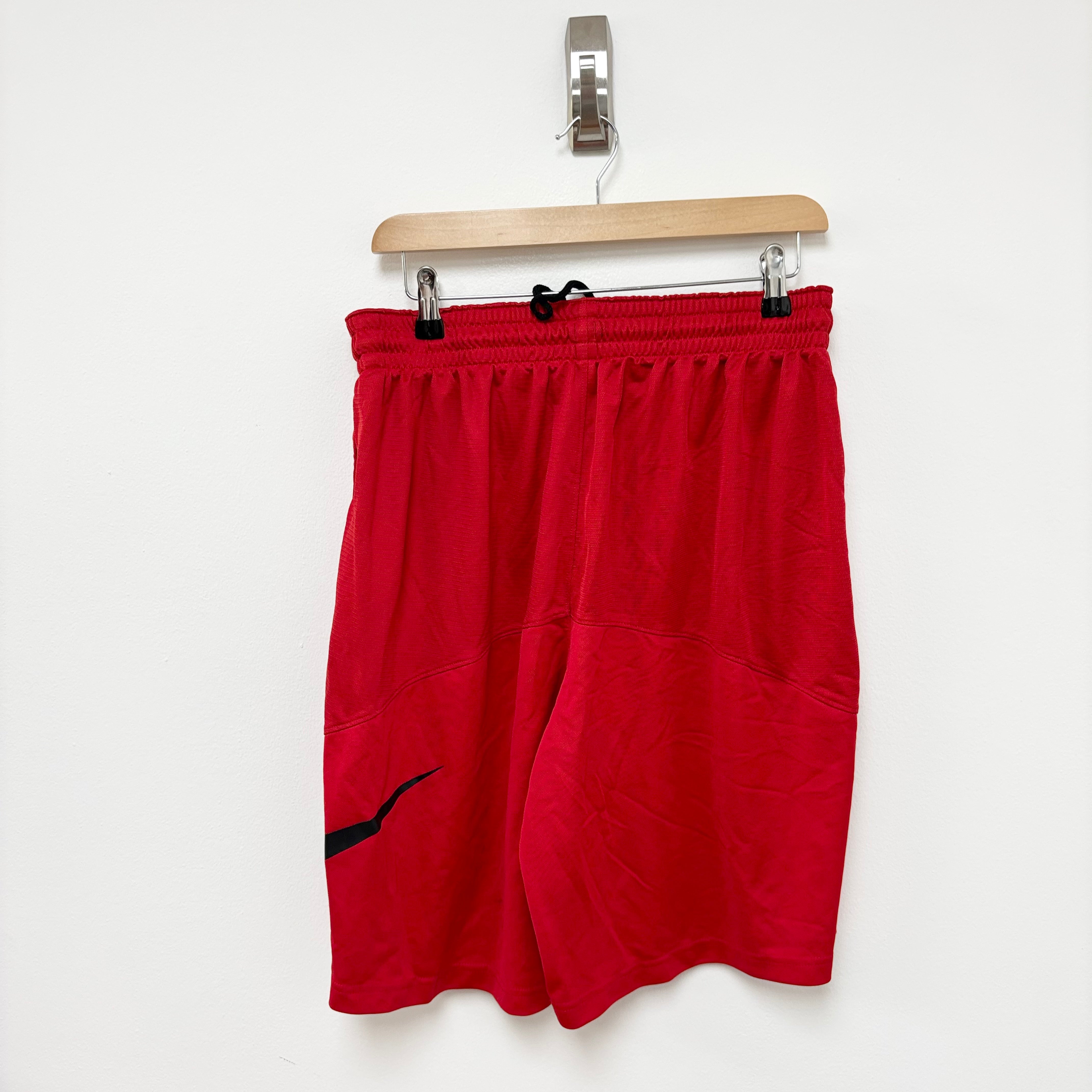 Nike Shorts Mens Large Red Dri Fit Running Sports Gym Athletic Pockets (E)