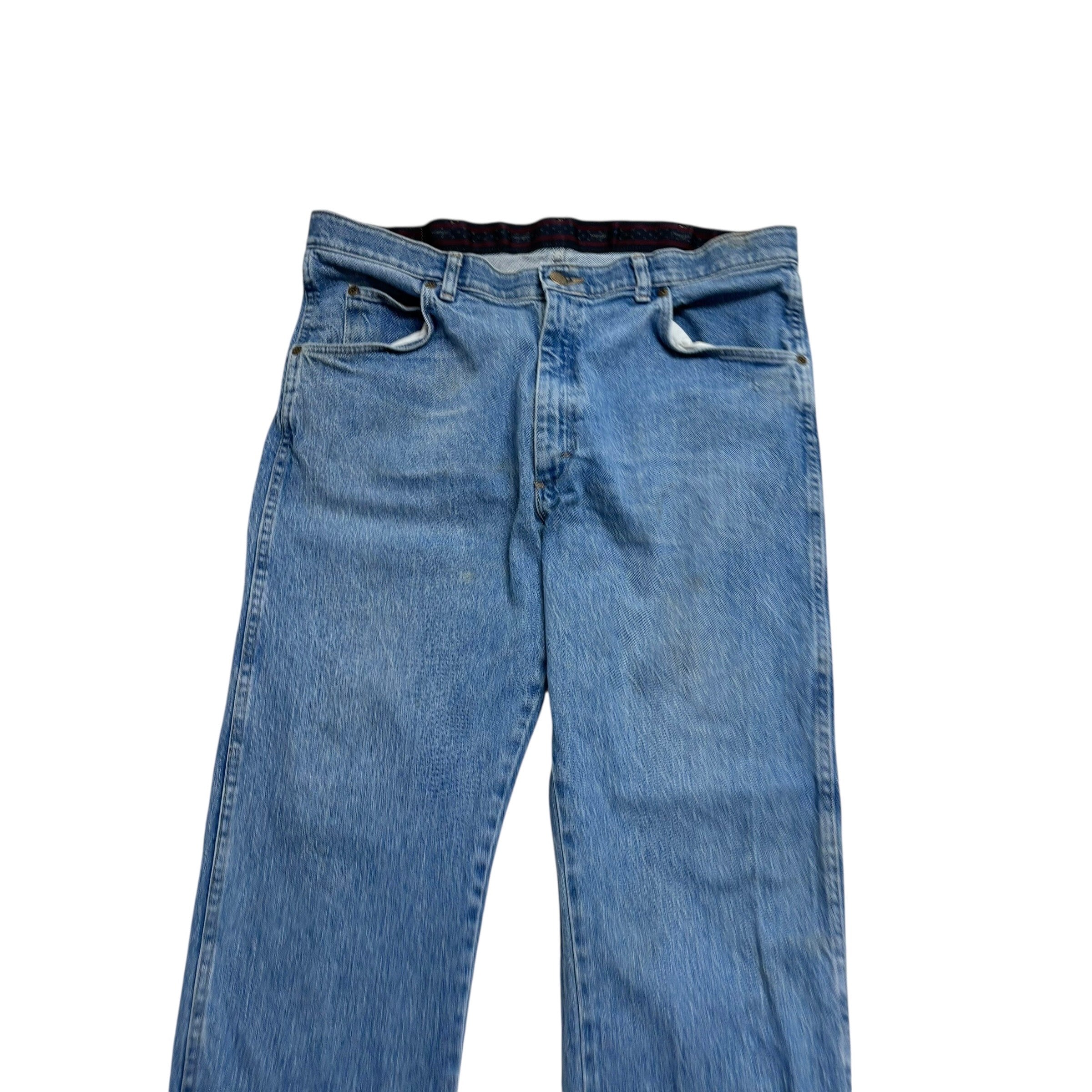 Wrangler Jeans W36 L32 Mens Mid Blue Regular Straight Fit Stretch Denim