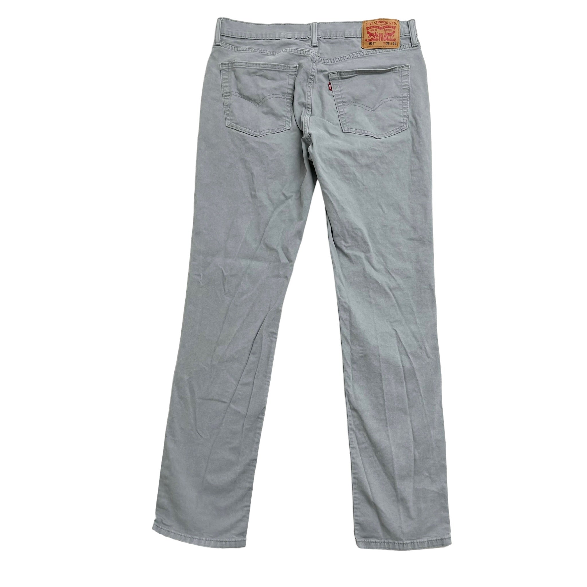 Levis 511 Trousers W34 L33 Mens Grey Slim Fit Stretch Cotton Pants