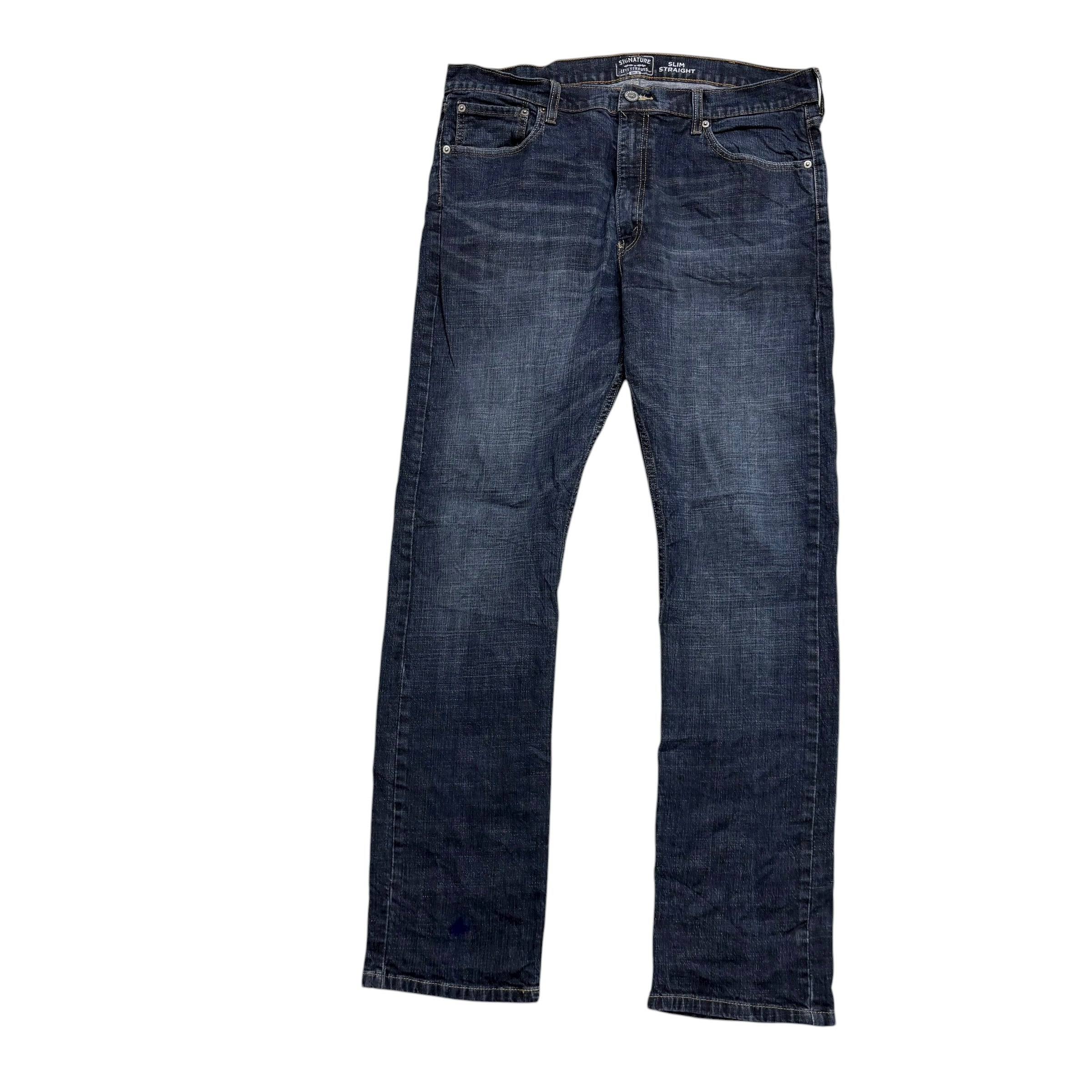 Levis Signature Jeans W38 L34 Mens Dark Blue Slim Straight Fit Stretch (F)