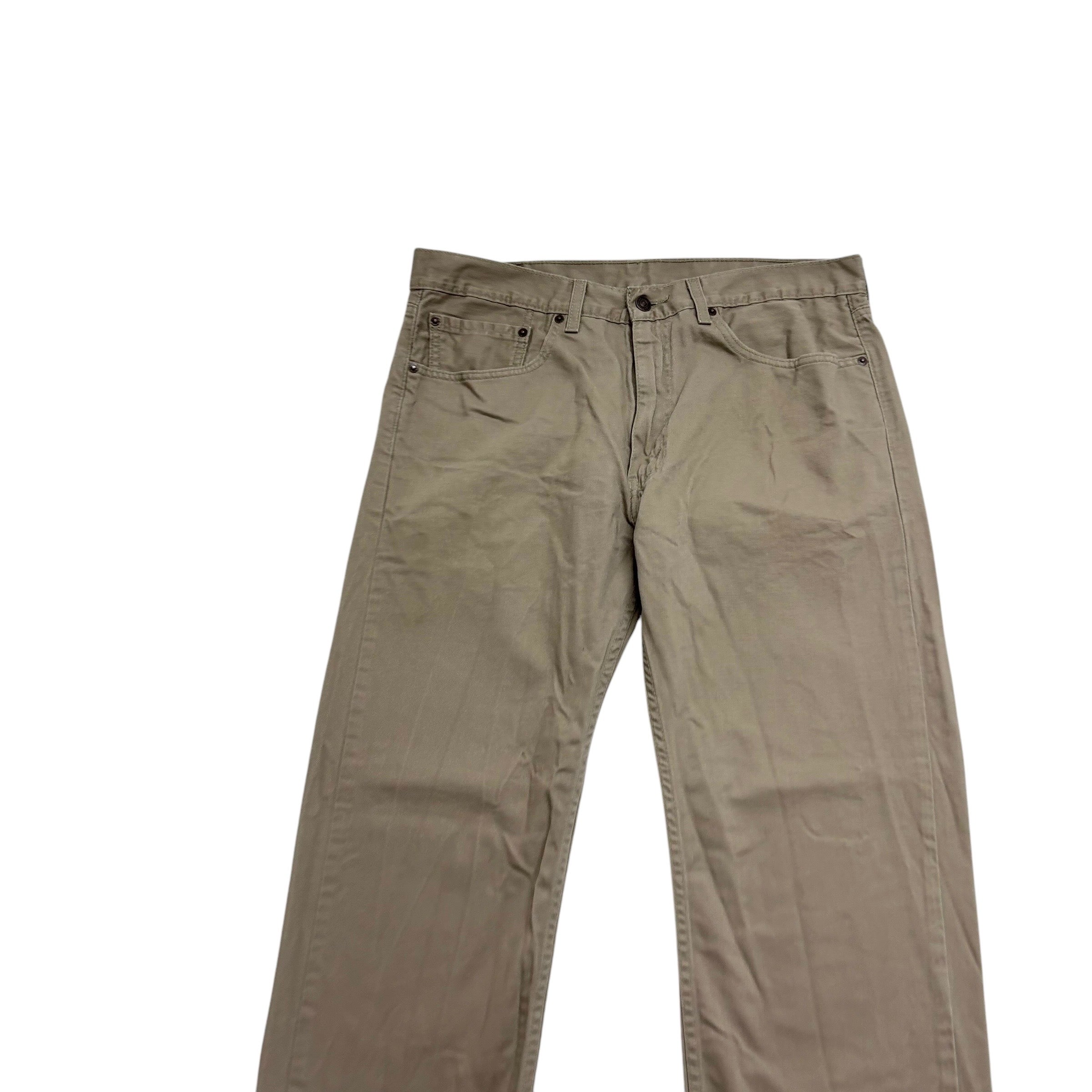 Levis 505 Trousers W36 L32 Mens Beige Regular Straight Fit Cotton Pants (E)