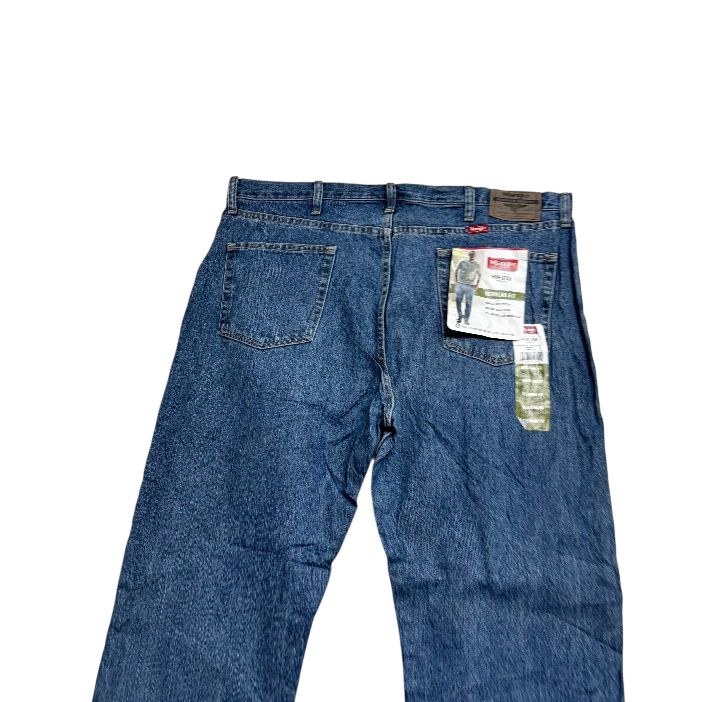 Wrangler Jeans W40 L30 Mens Mid Blue Regular Straight Fit Denim (E)