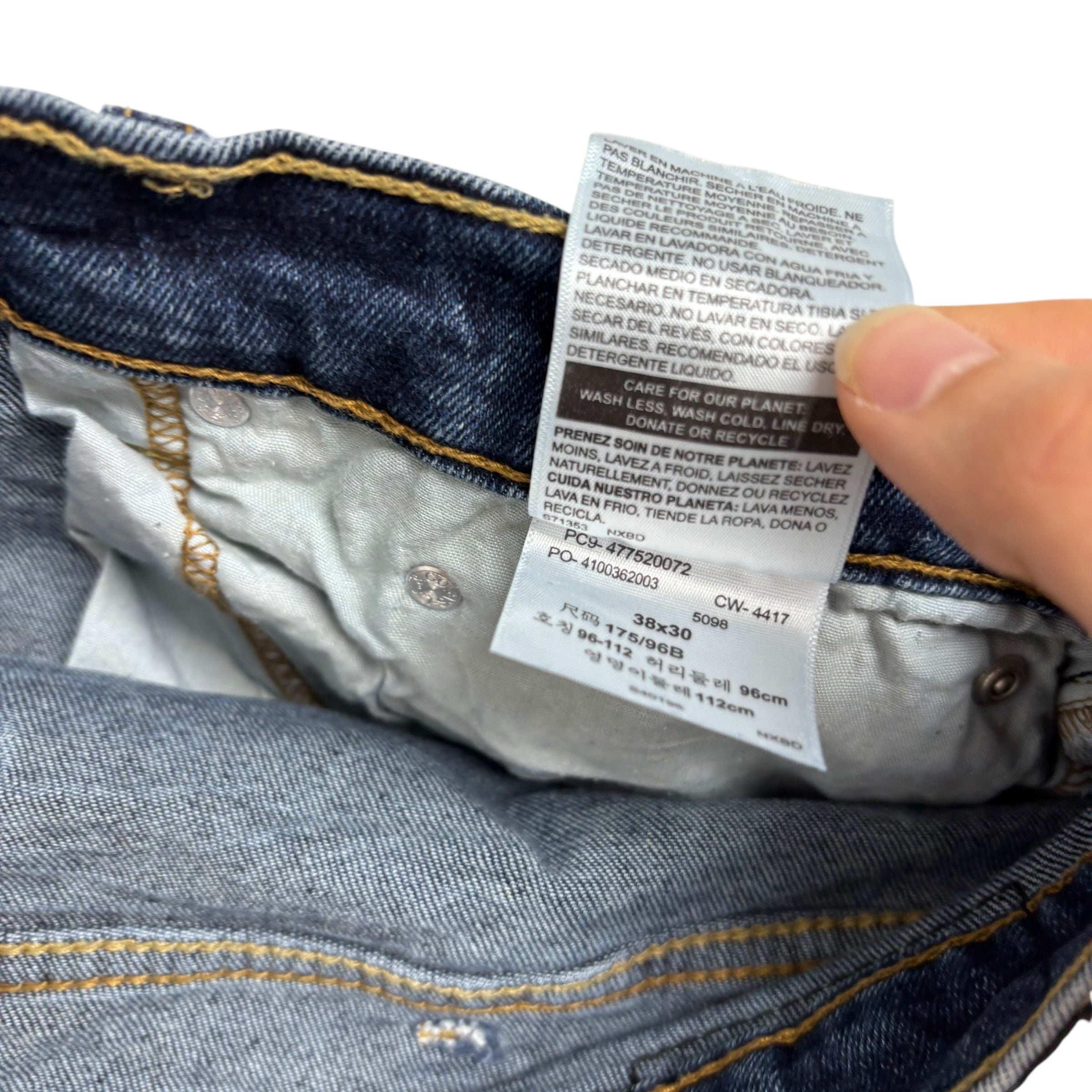 Levis Denizen Jeans W38 L30 Mens Mid Blue Slim Straight Fit Stretch Denim (E)