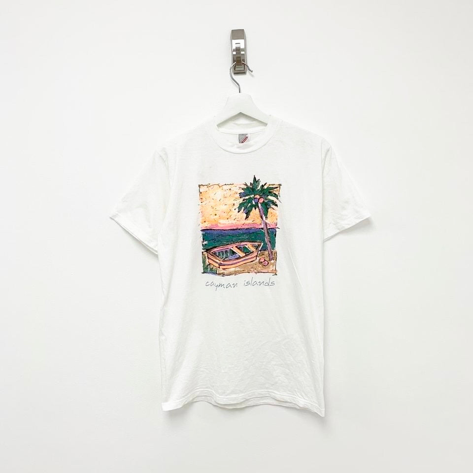 Vintage White 90s Graphic Tourist T Shirt Small