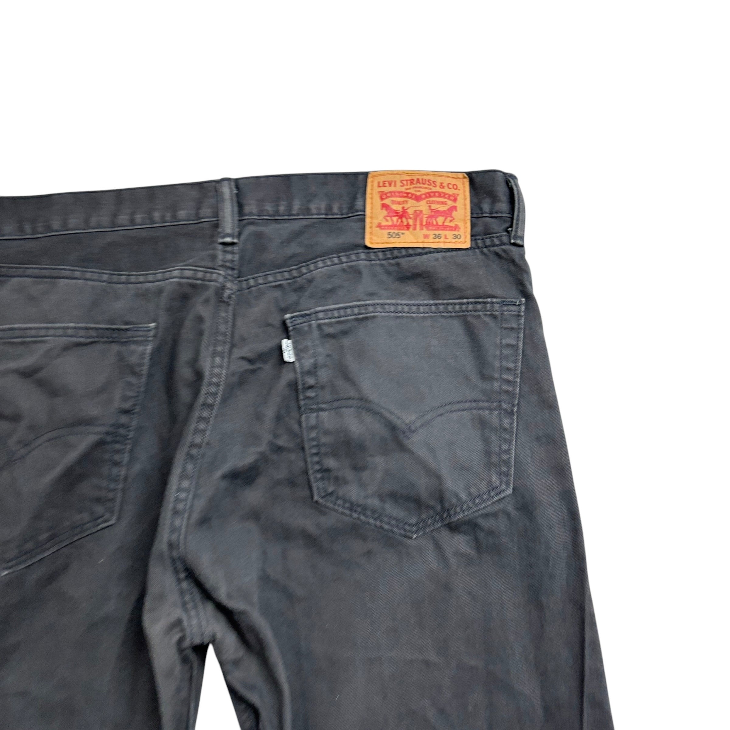 Levis 505 Trousers W36 L30 Mens Grey Regular Straight Fit Cotton Pants (E)