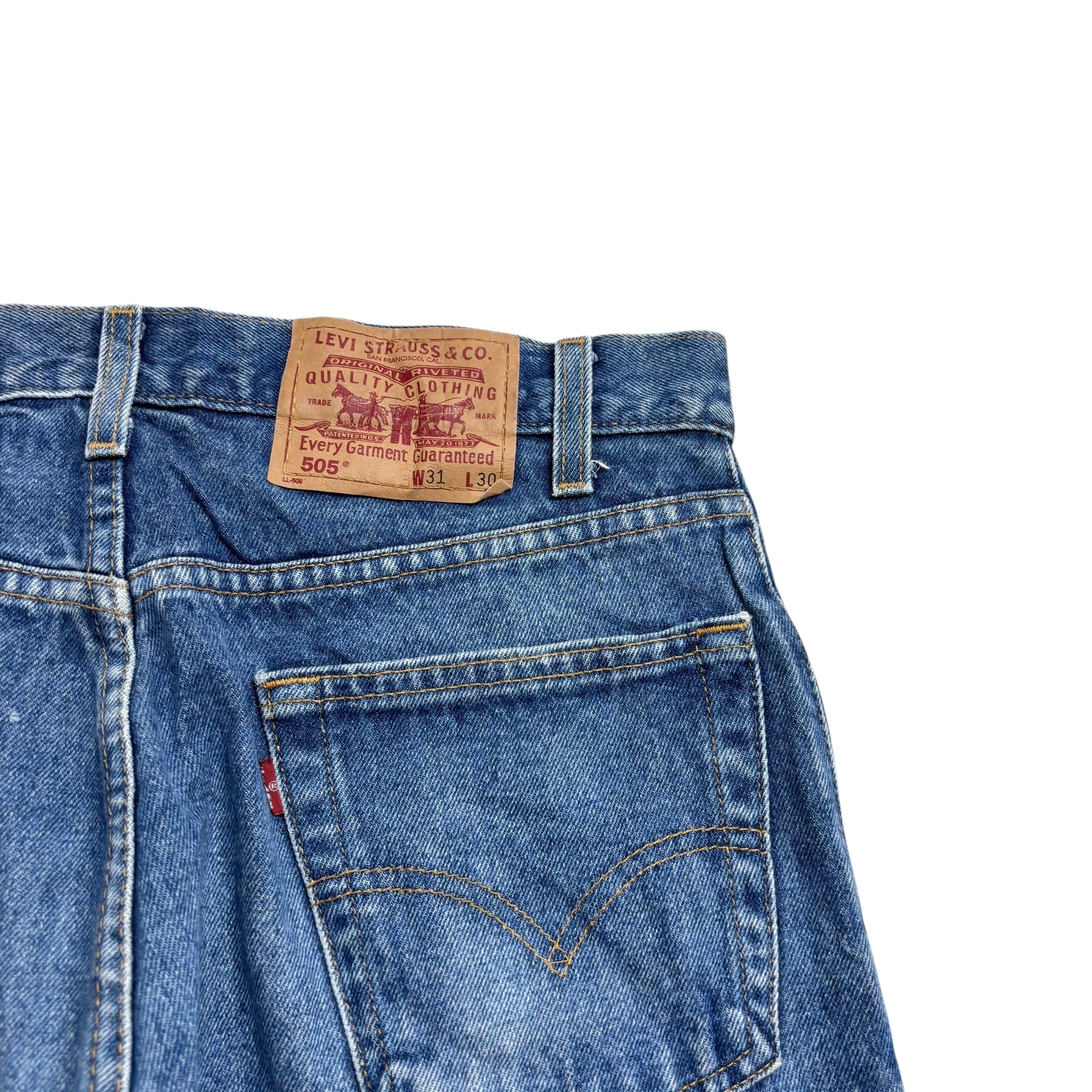 Levis 505 Jeans W31 L30 Mens Mid Blue Regular Straight Fit Vintage Denim 90s