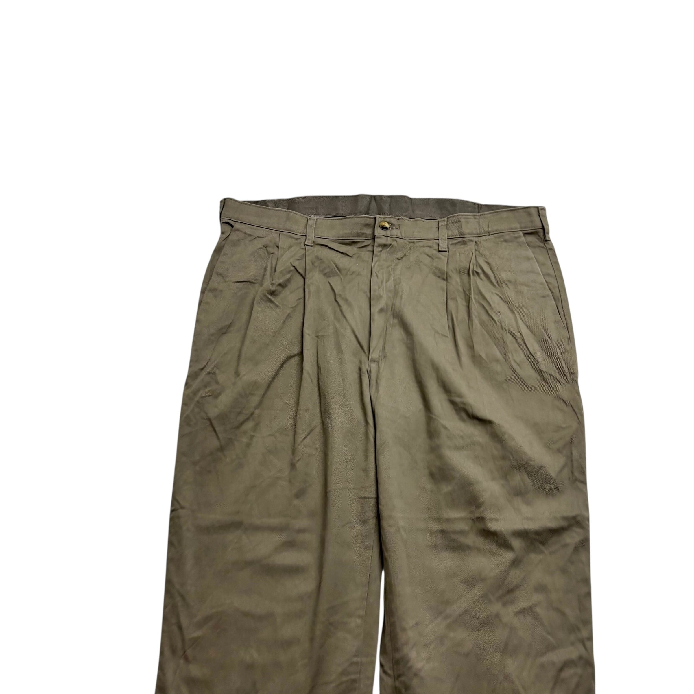 Wrangler Trousers W40 L27 Mens Green Relaxed Straight Fit Stretch Pants (E)