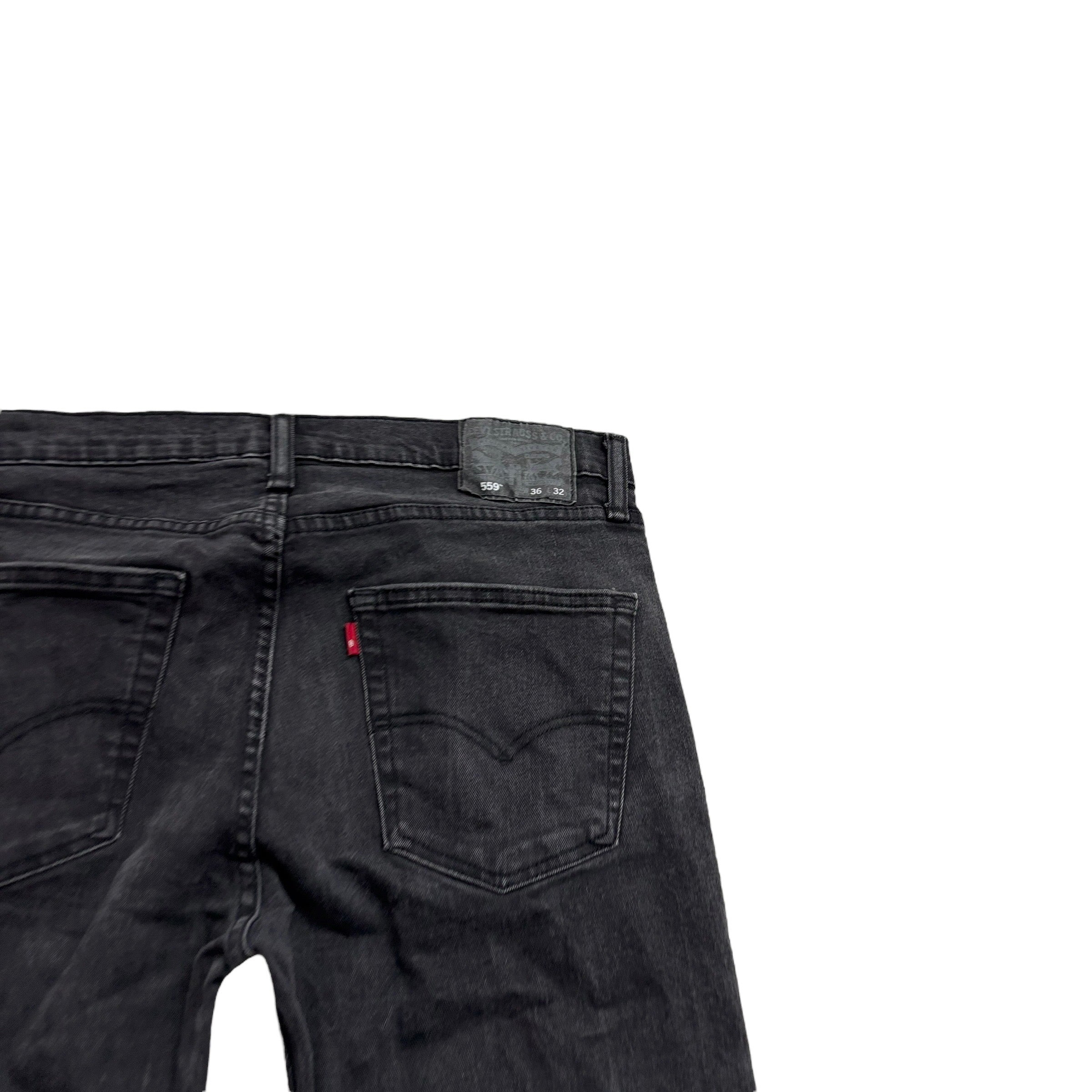 Levis 559 Jeans W36 L32 Mens Black Relaxed Straight Fit Stretch Denim