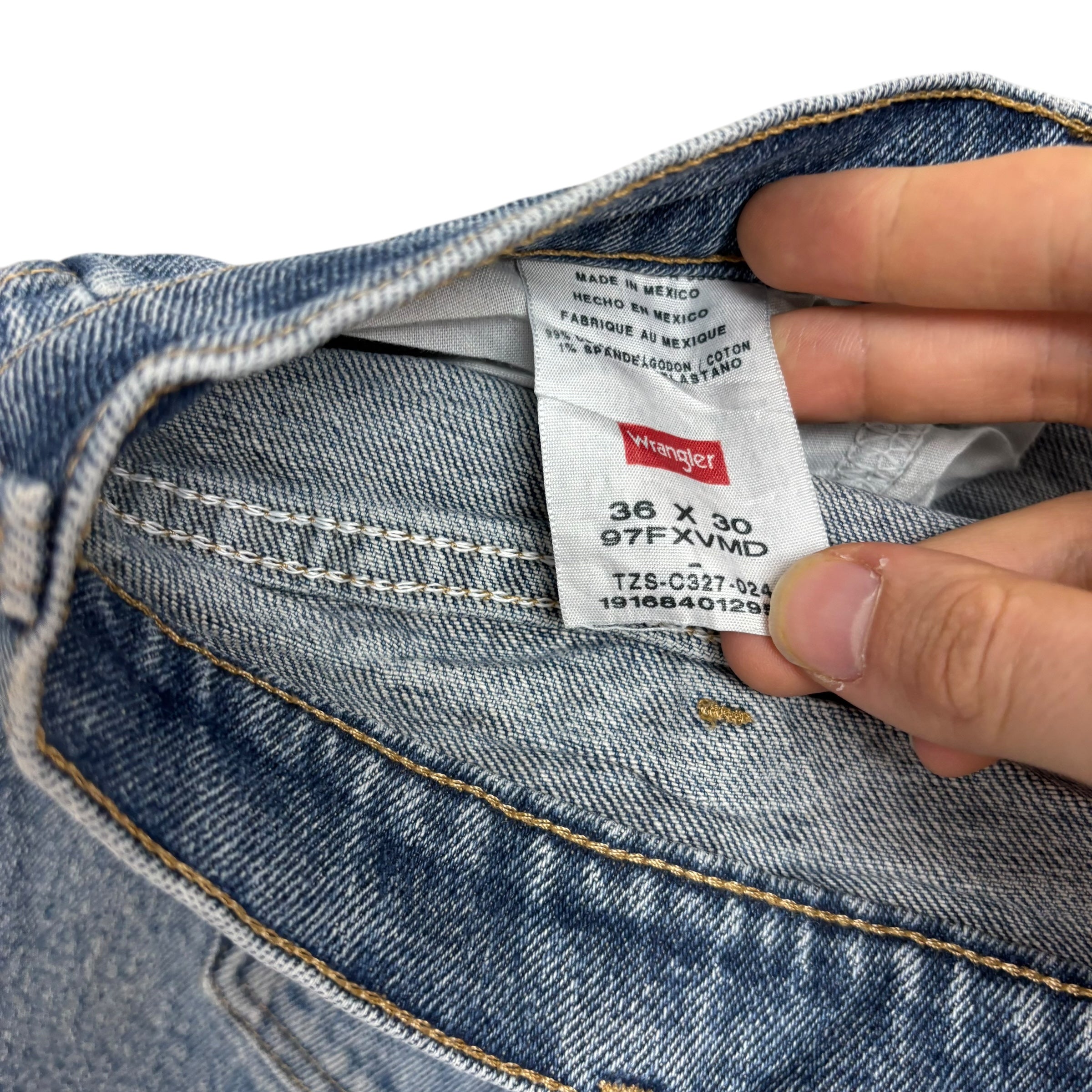 Wrangler Jeans W36 L30 Mens Light Blue Relaxed Straight Fit Stretch Denim (F)