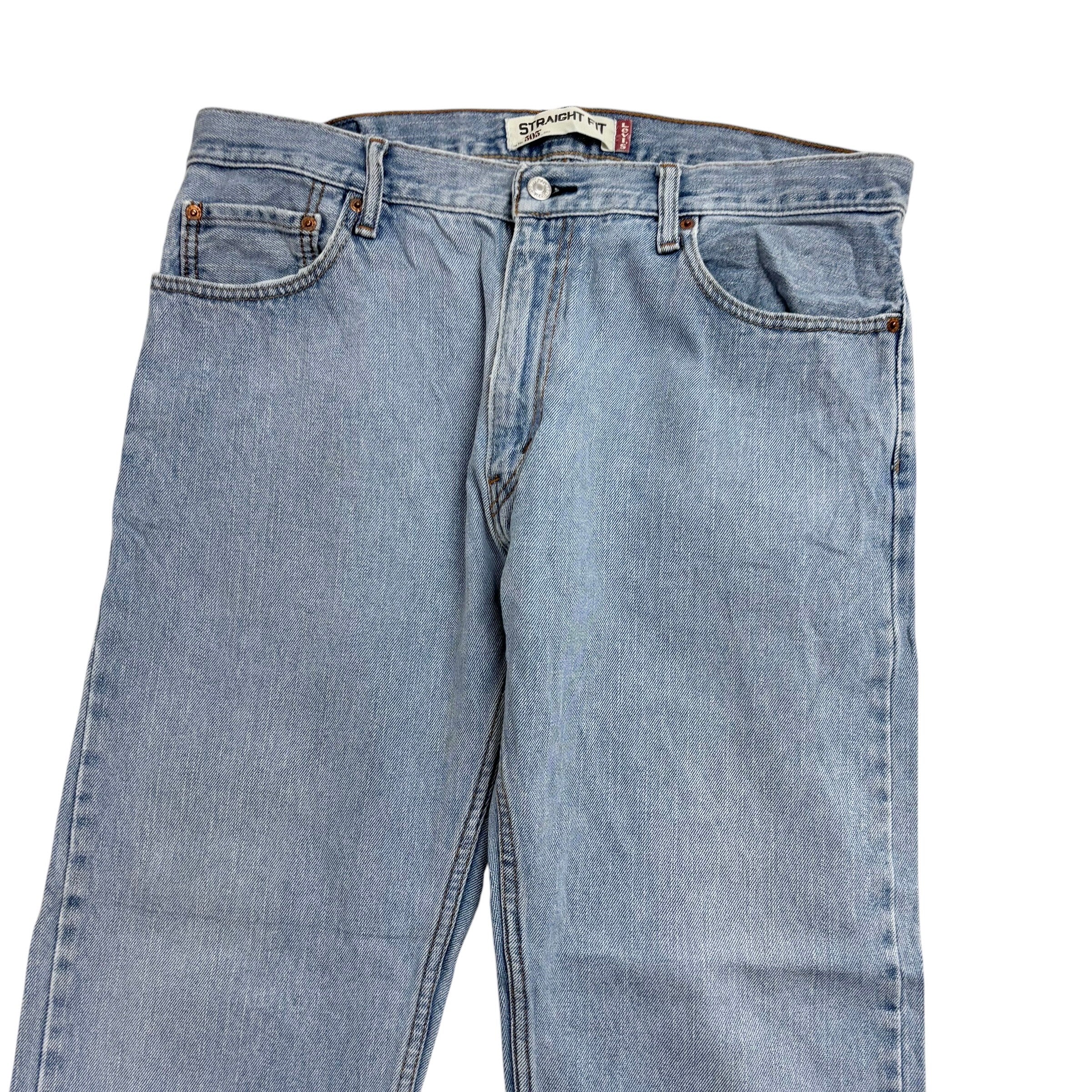 Levis 505 Jeans W36 L30 Mens Light Blue Regular Straight Fit Vintage Denim (E)