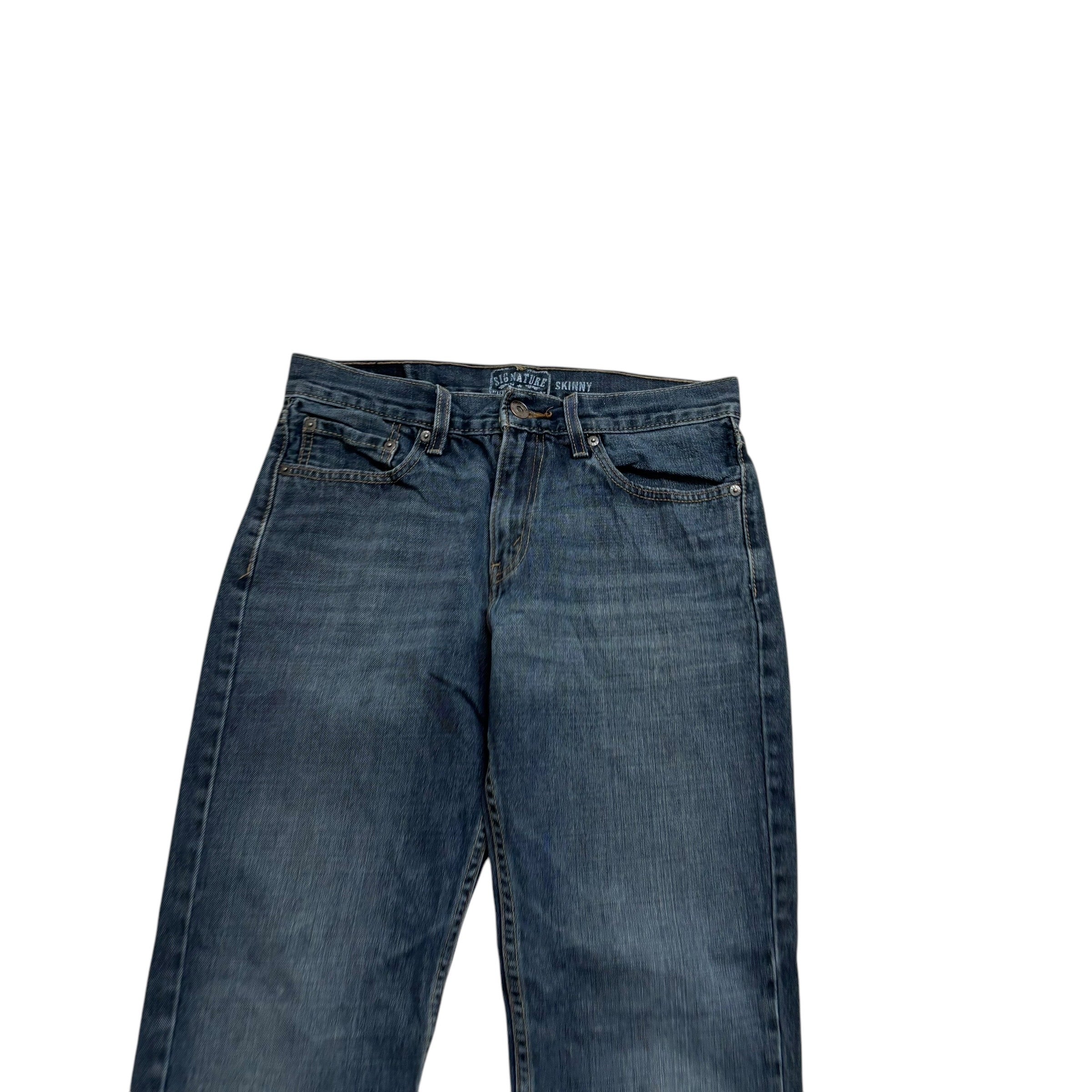 Levis Signature Jeans W31 L29 Mens Dark Blue Skinny Fit Vintage Denim
