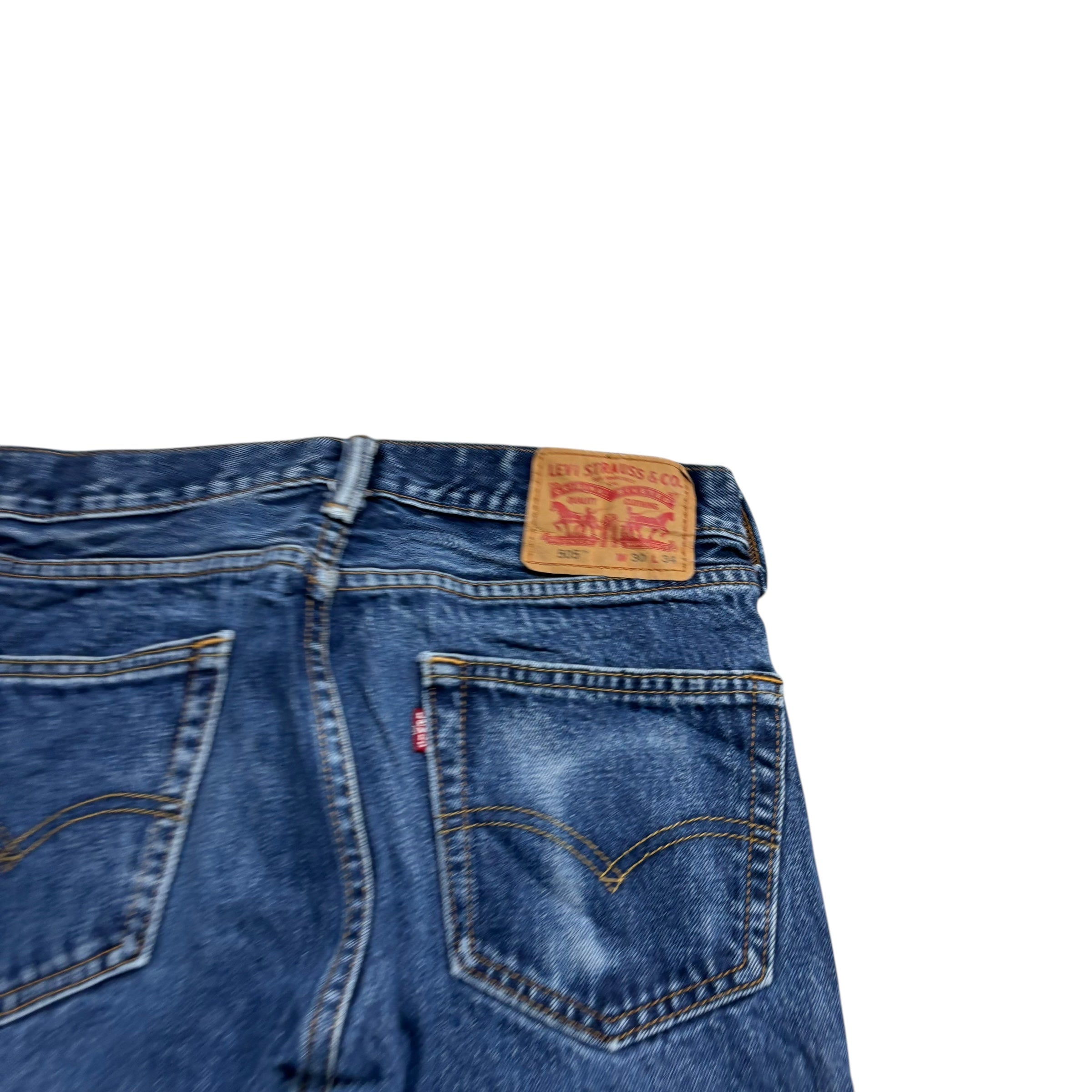 Levis 505 Jeans W30 L34 Mens Mid Blue Regular Straight Fit Denim