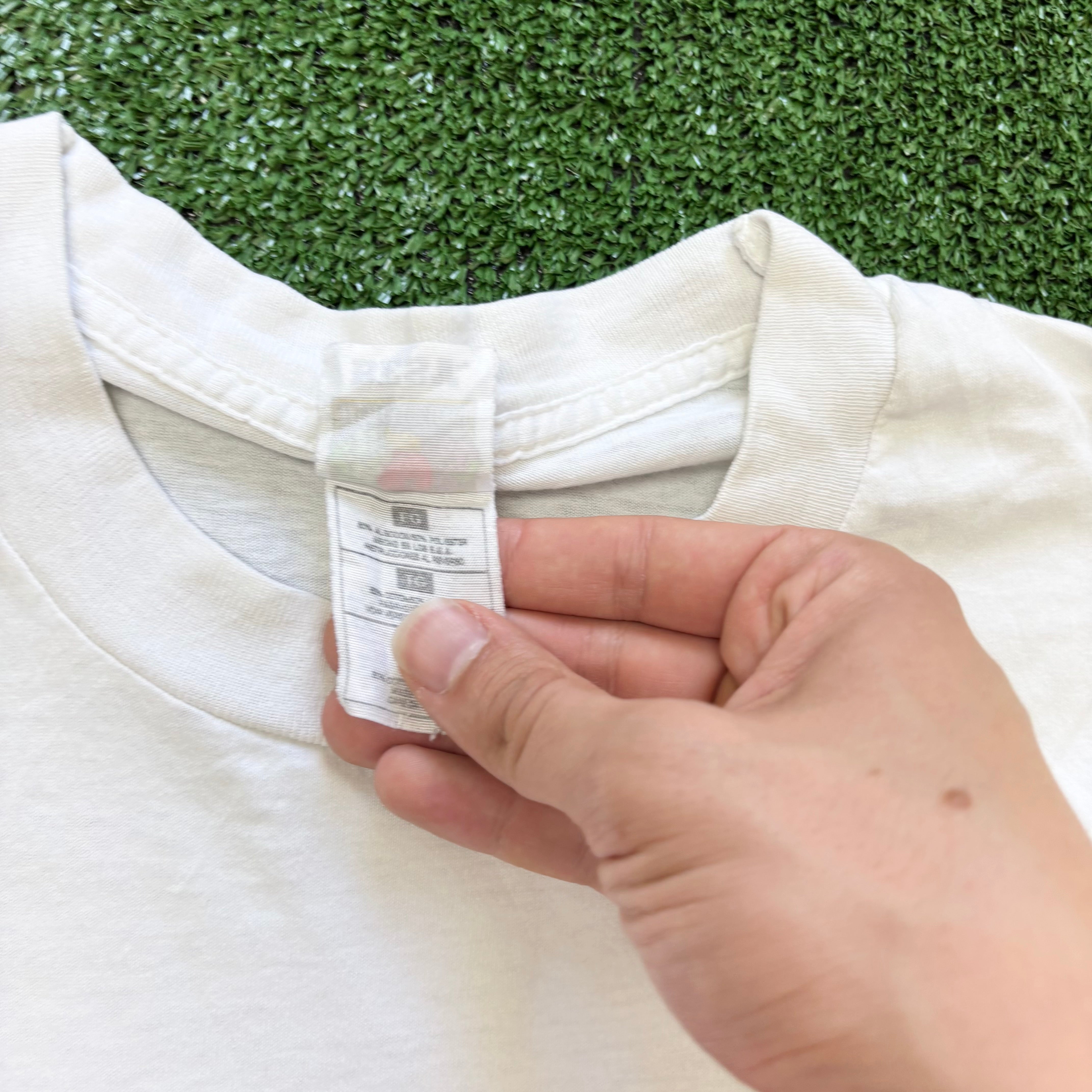 Vintage T Shirt Mens XL White Single Stitch Graphic Print 90s Race (F)