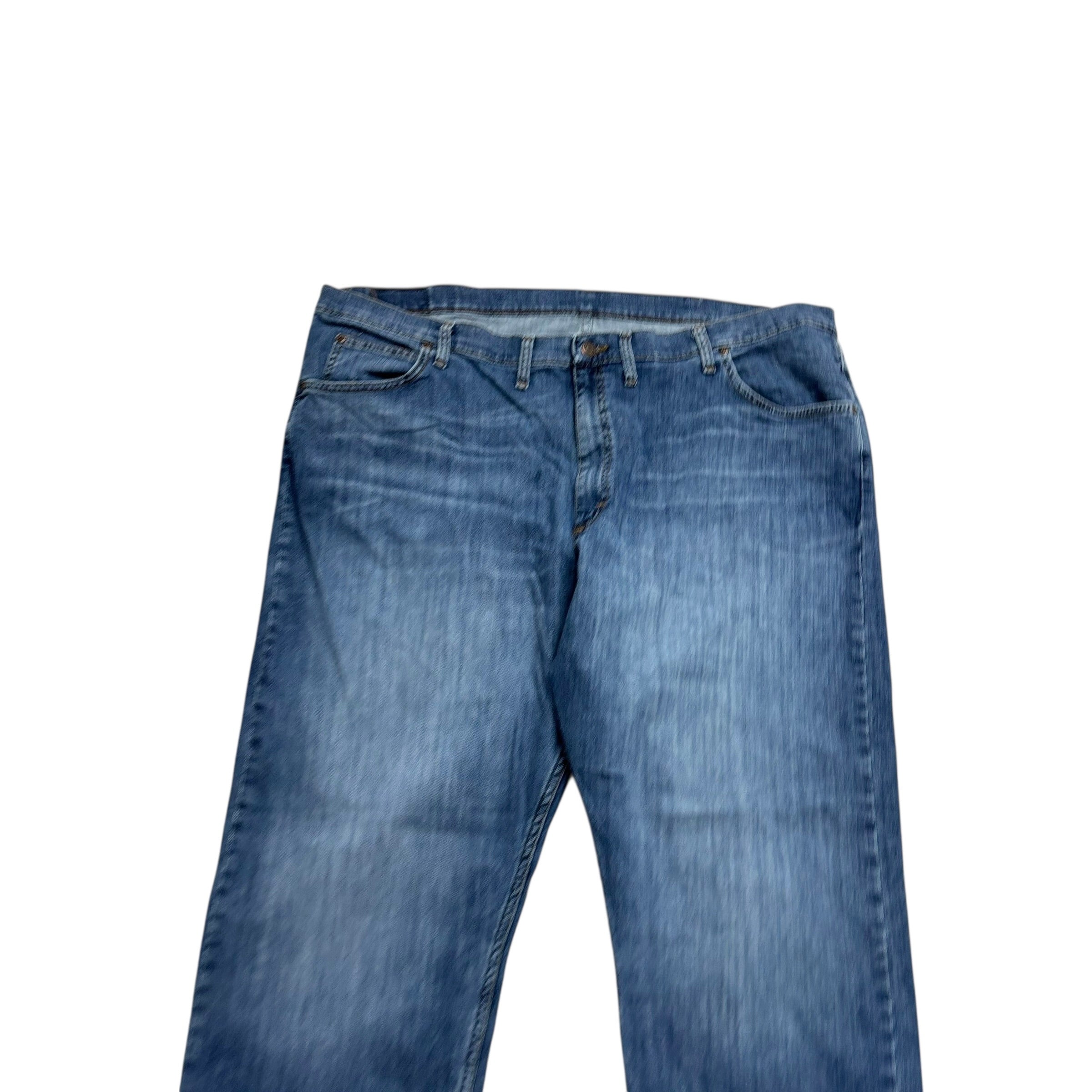 Wrangler Jeans W46 L30 Mens Mid Blue Relaxed Straight Fit Stretch Denim (E)