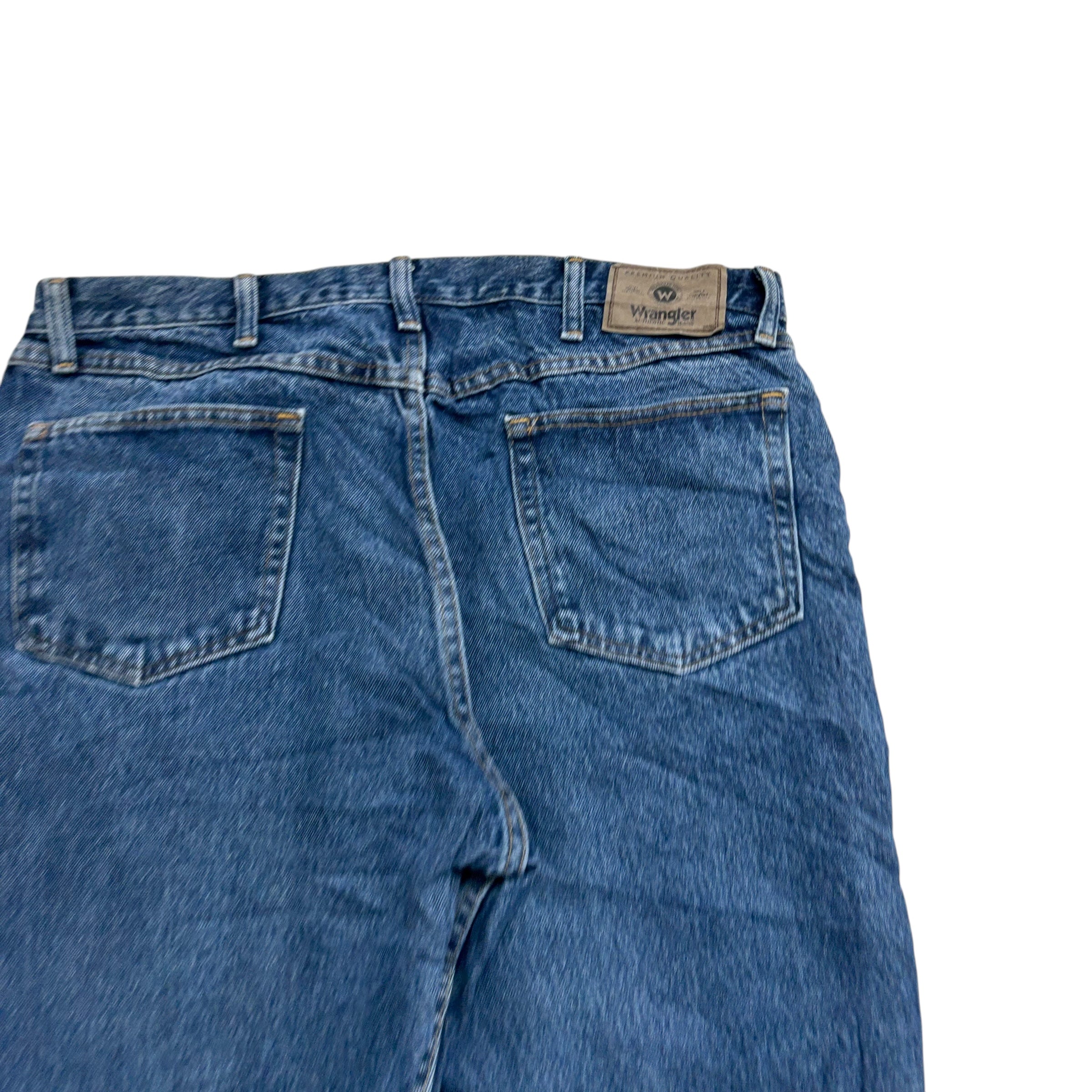 Wrangler Jeans W38 L30 Mens Mid Blue Relaxed Straight Fit Denim (E)