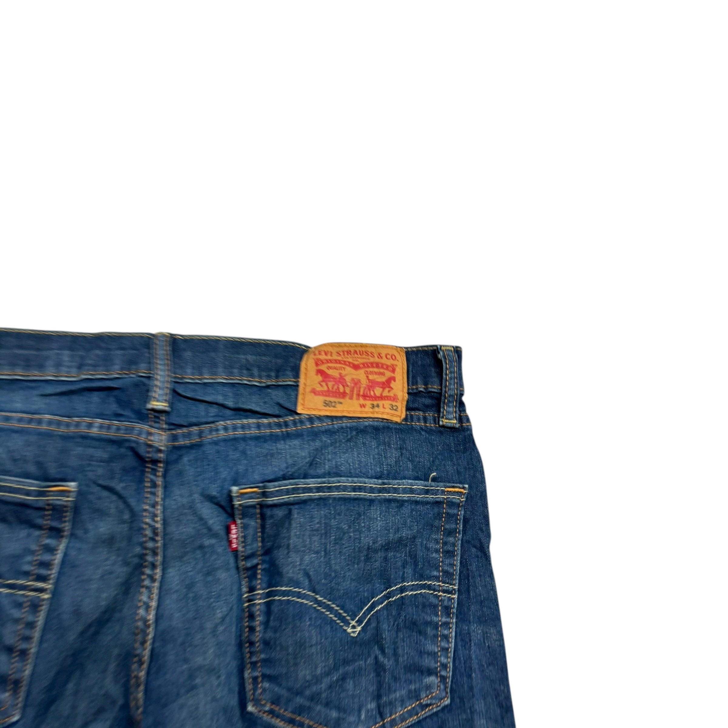 Levis 502 Jeans W34 L30 Mens Dark Blue Regular Tapered Fit Stretch Denim (E)