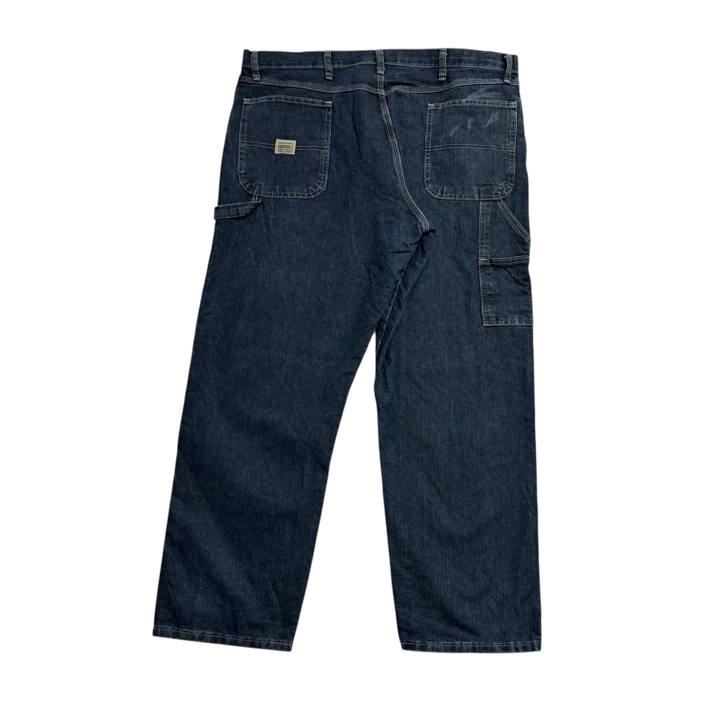 Wrangler Carpenter Jeans W40 L30 Mens Dark Blue Relaxed Straight Fit Denim (F)