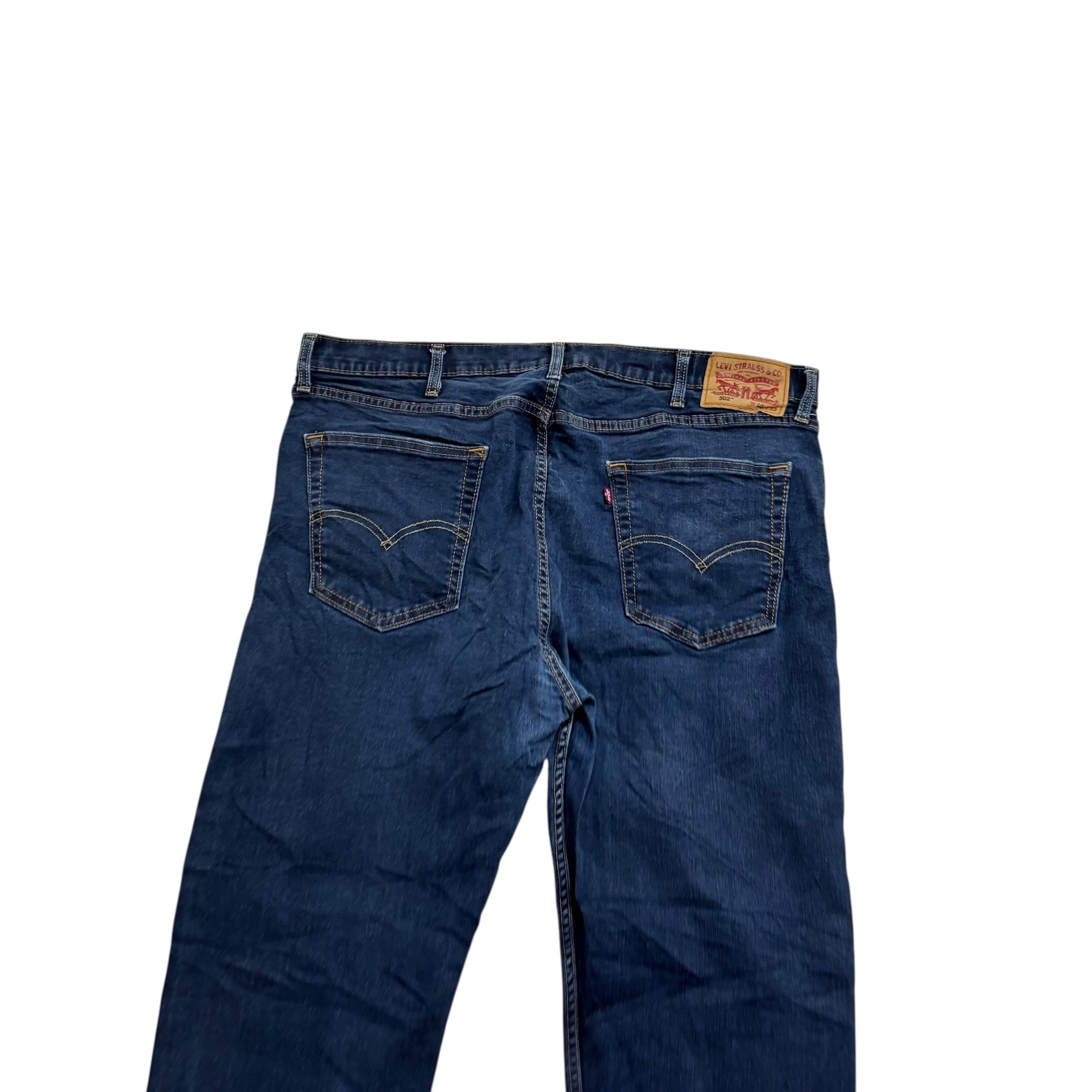 Levis 502 Jeans W40 L31 Mens Dark Blue Regular Tapered Fit Stretch Denim (E)