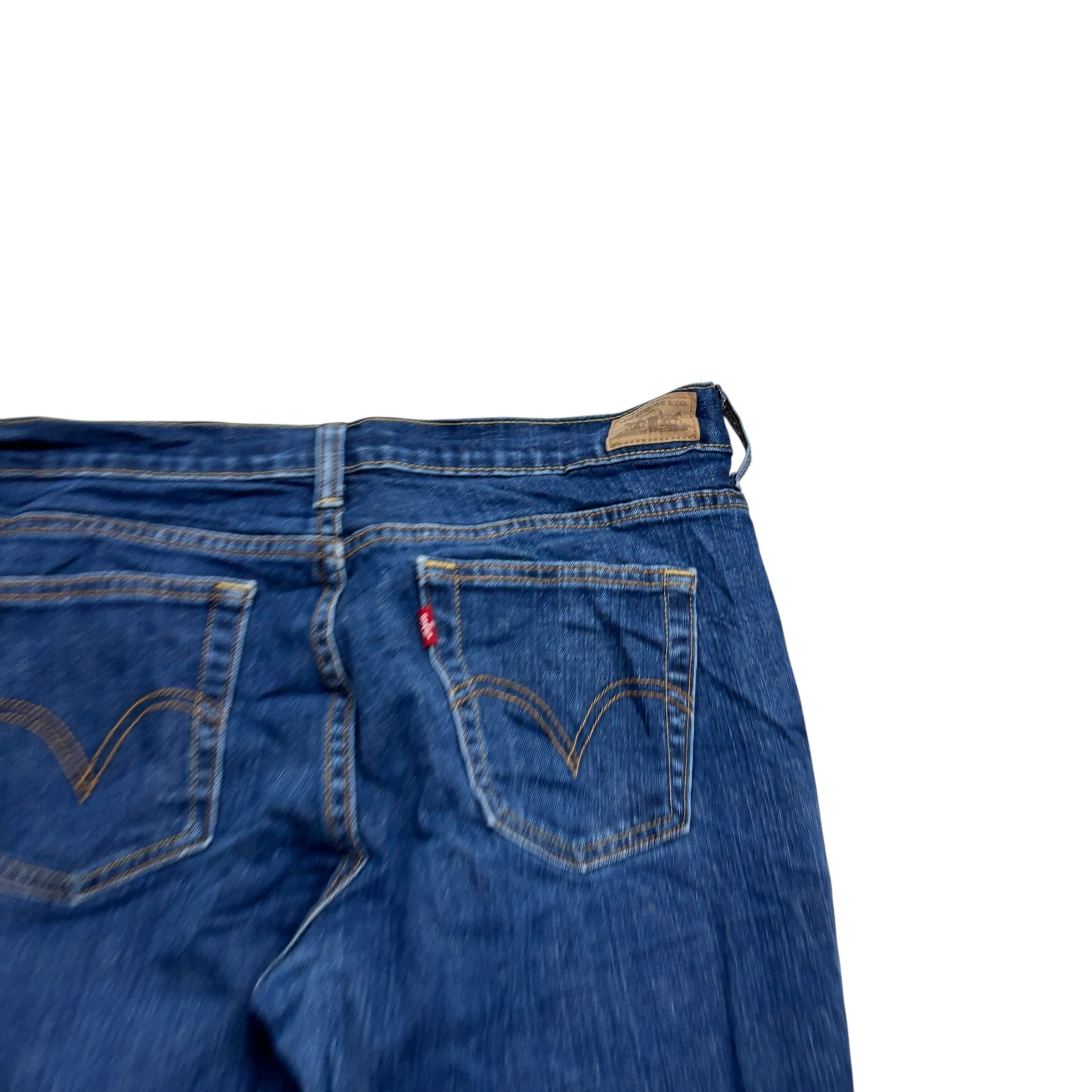 Levis 505 Jeans W30 L31 Womens Regular Straight Dark Blue Stretch Denim (E)