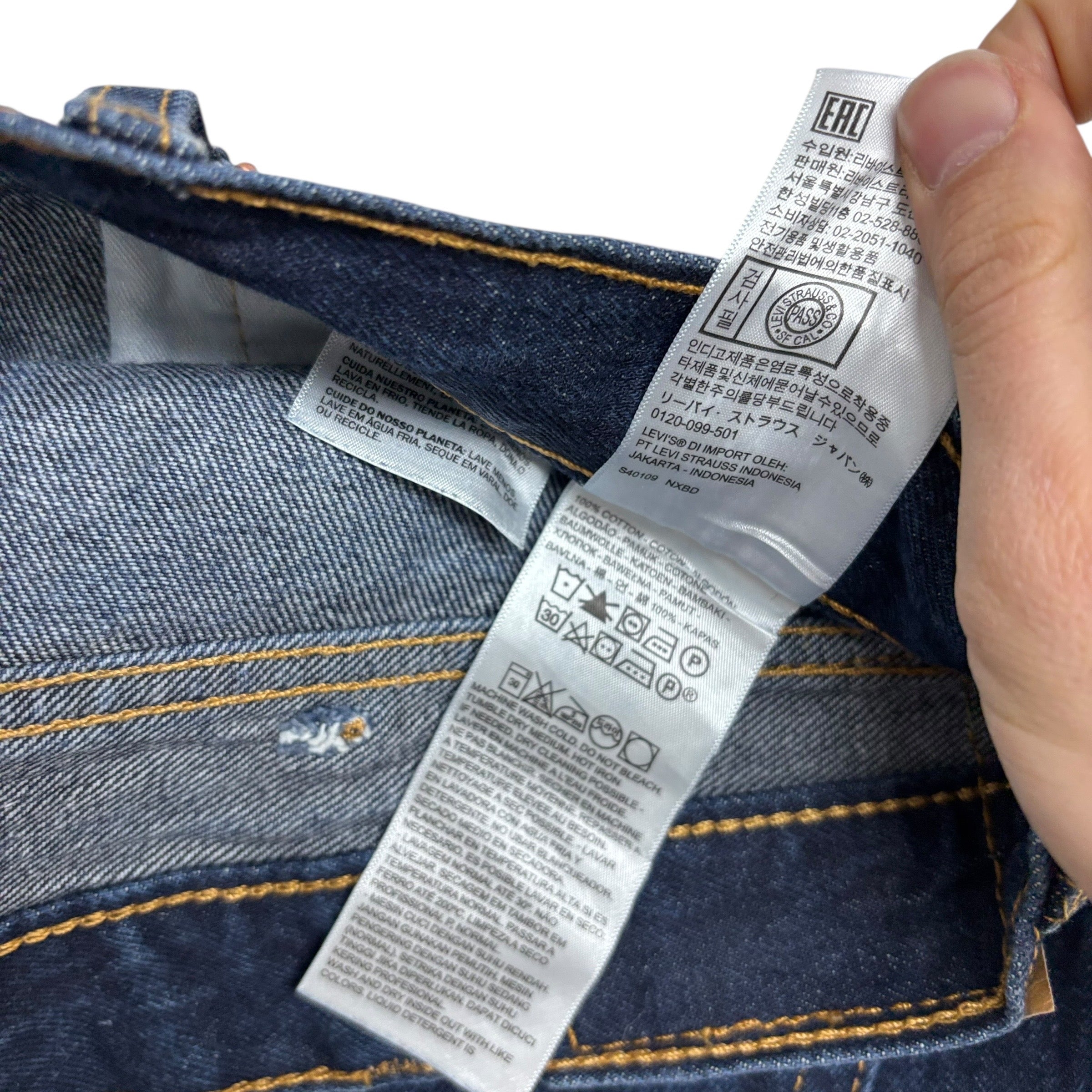 Levis 505 Jeans W40 L30 Mens Dark Blue Regular Straight Fit Denim (E)