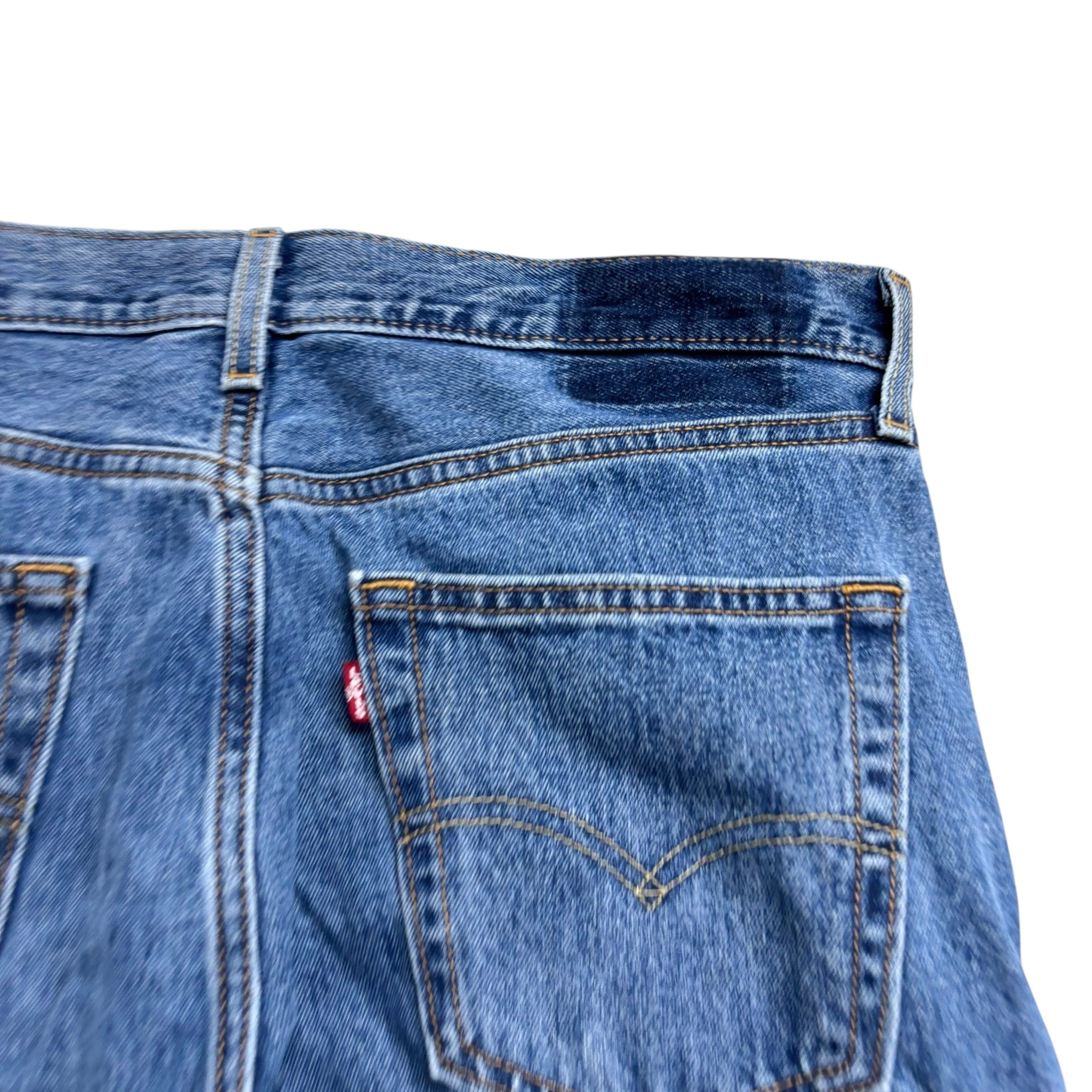 Levis 505 Jeans W35 L32 Mens Mid Blue Regular Straight Fit Denim