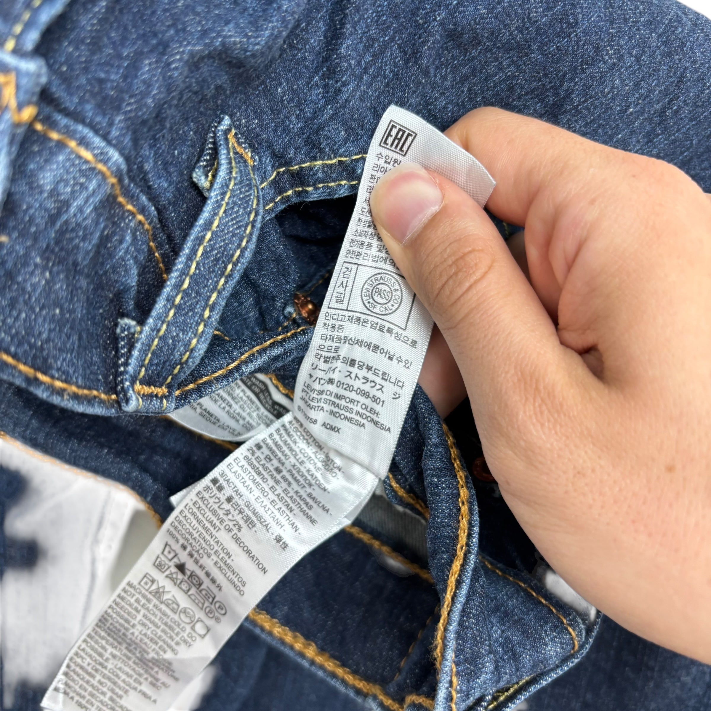 Levis 514 Jeans W32 L32 Mens Dark Blue Regular Straight Fit Stretch Denim (E)