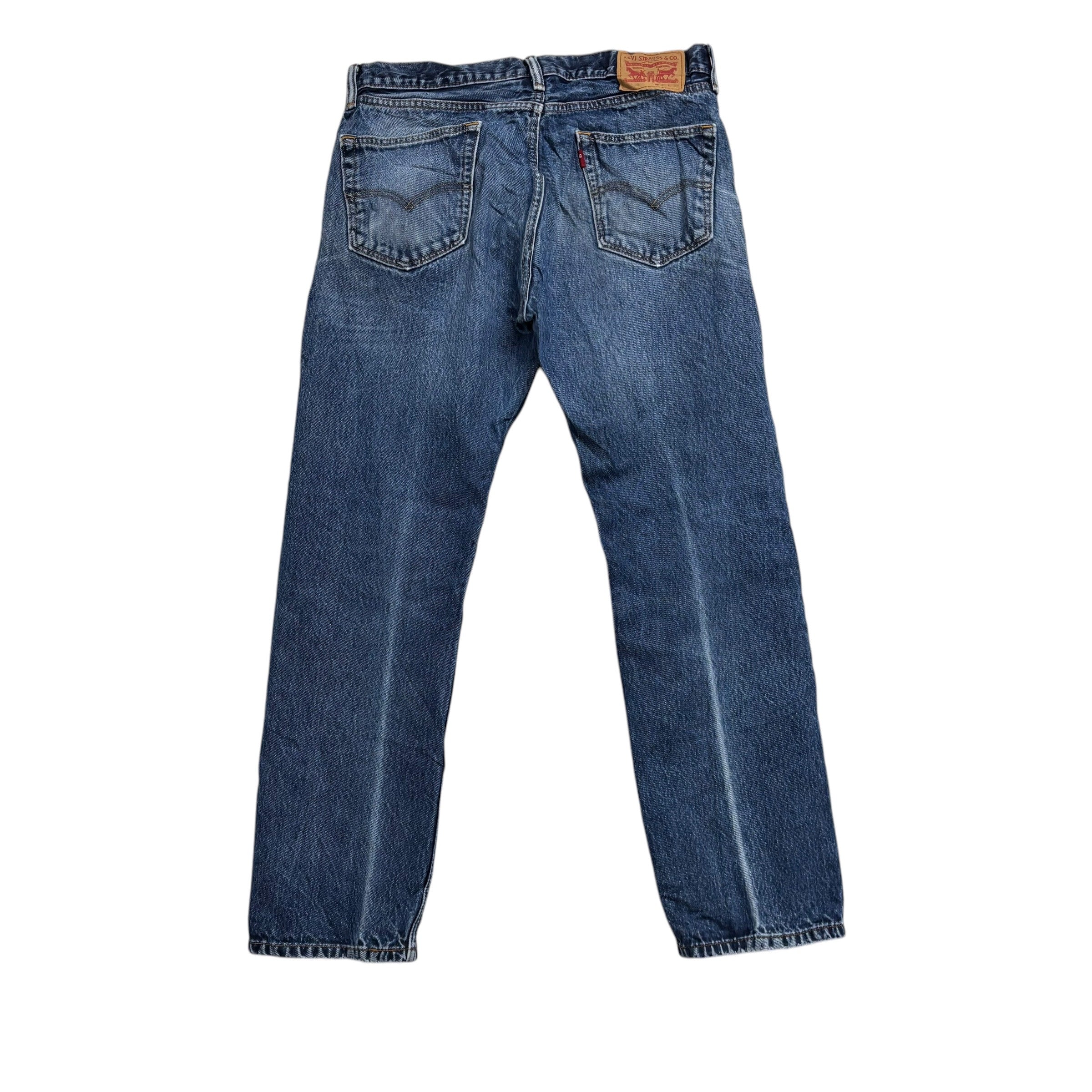 Levis 505 Jeans W35 L31 Mens Mid Blue Regular Straight Fit Denim (F)