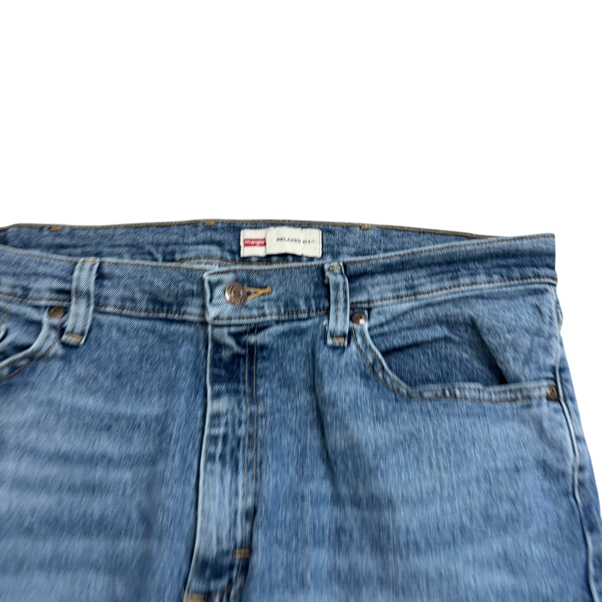 Wrangler Jeans W36 L30 Mens Mid Blue Relaxed Straight Fit Stretch Denim (F)