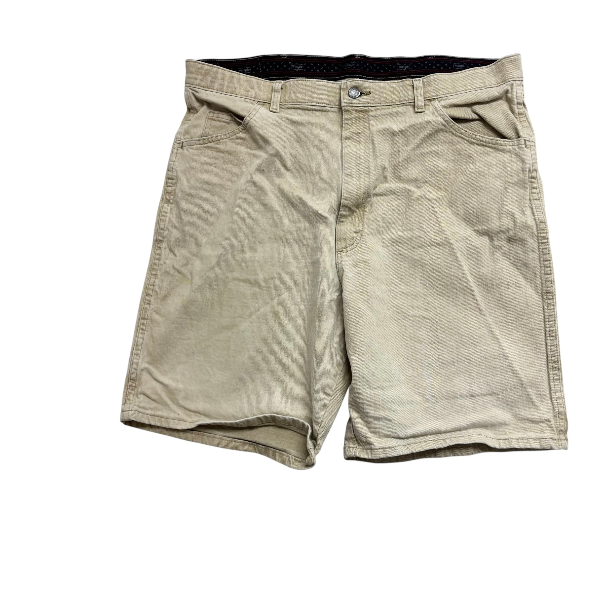 Wrangler Jorts W38 Mens Denim Shorts Beige Regular Fit Stretch (E)