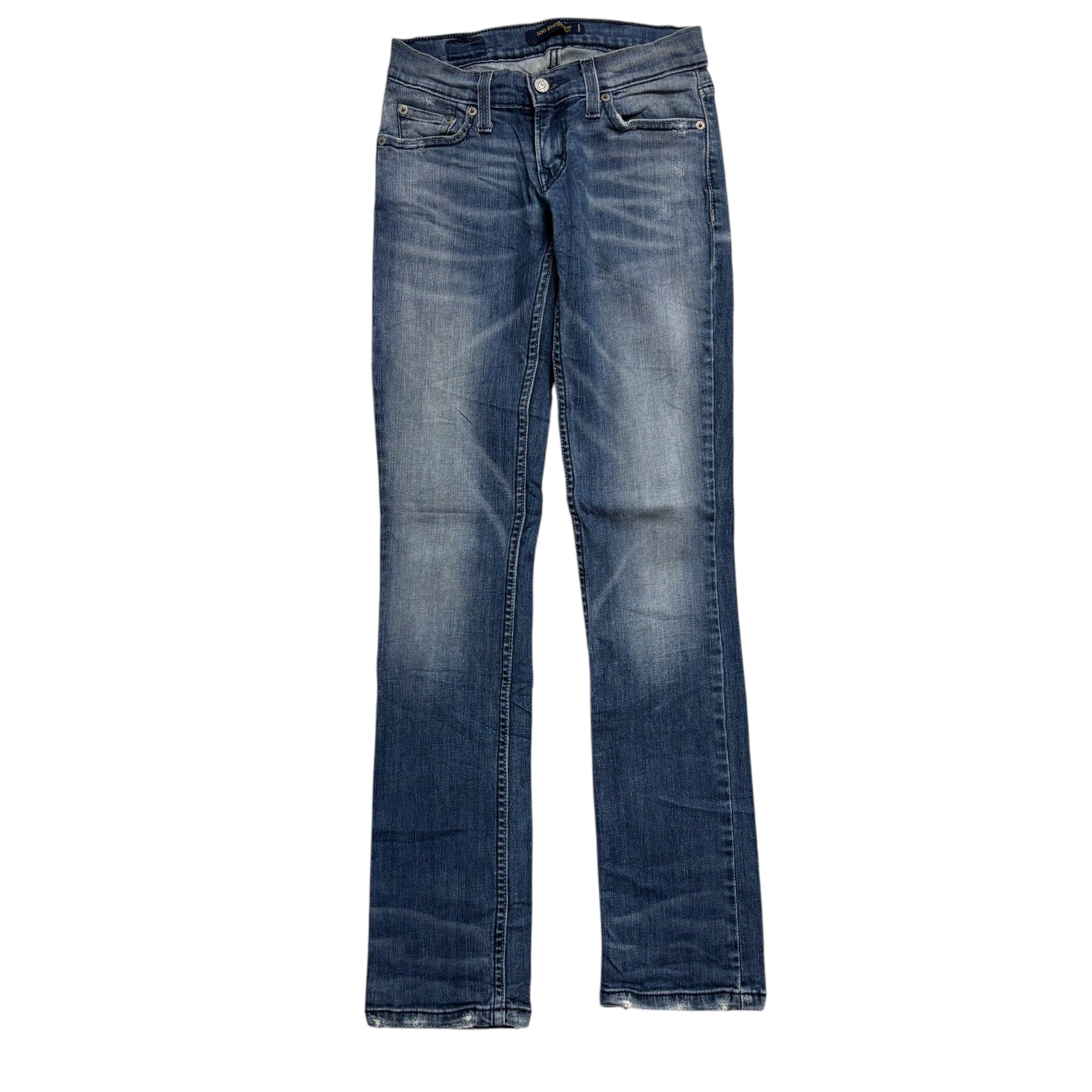 Levis 524 Jeans W23 L32 Womens Mid Blue Superlow Slim Fit Stretch Y2K Denim