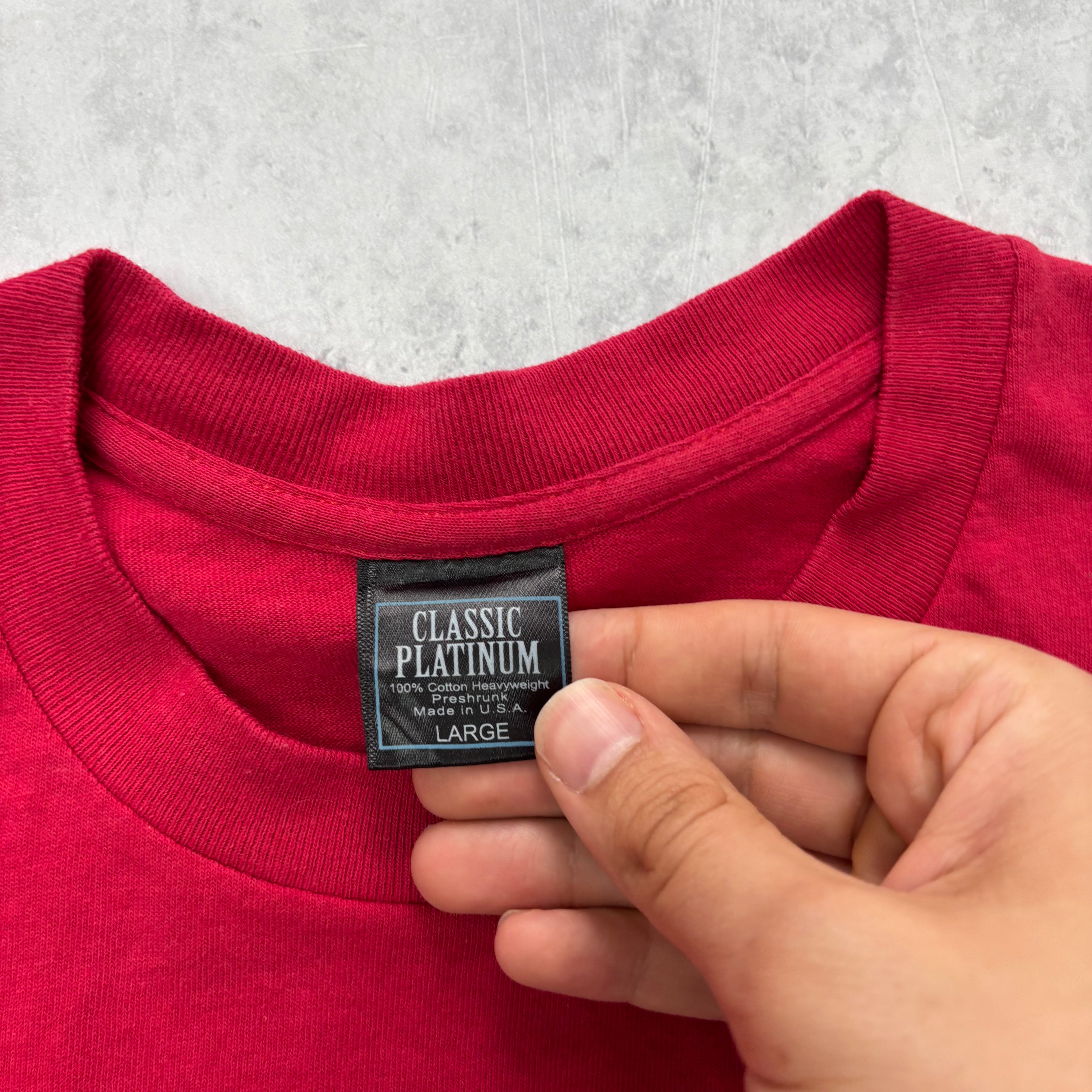 Vintage T Shirt Mens Large Red Single Stitch Graphic Print Y2K Union (E)