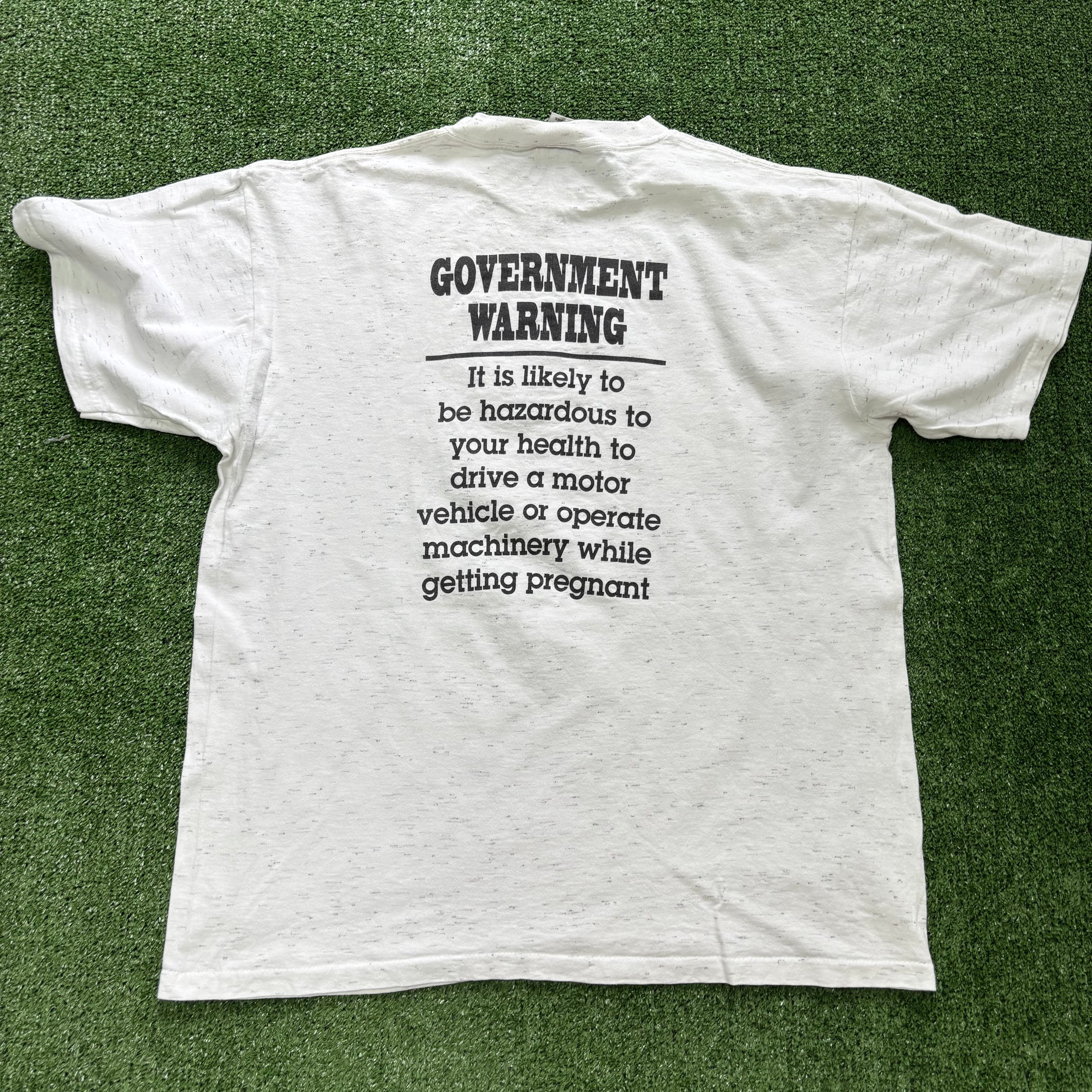 Vintage T Shirt Mens Large White Single Stitch Graphic Print 90s Funny (E)